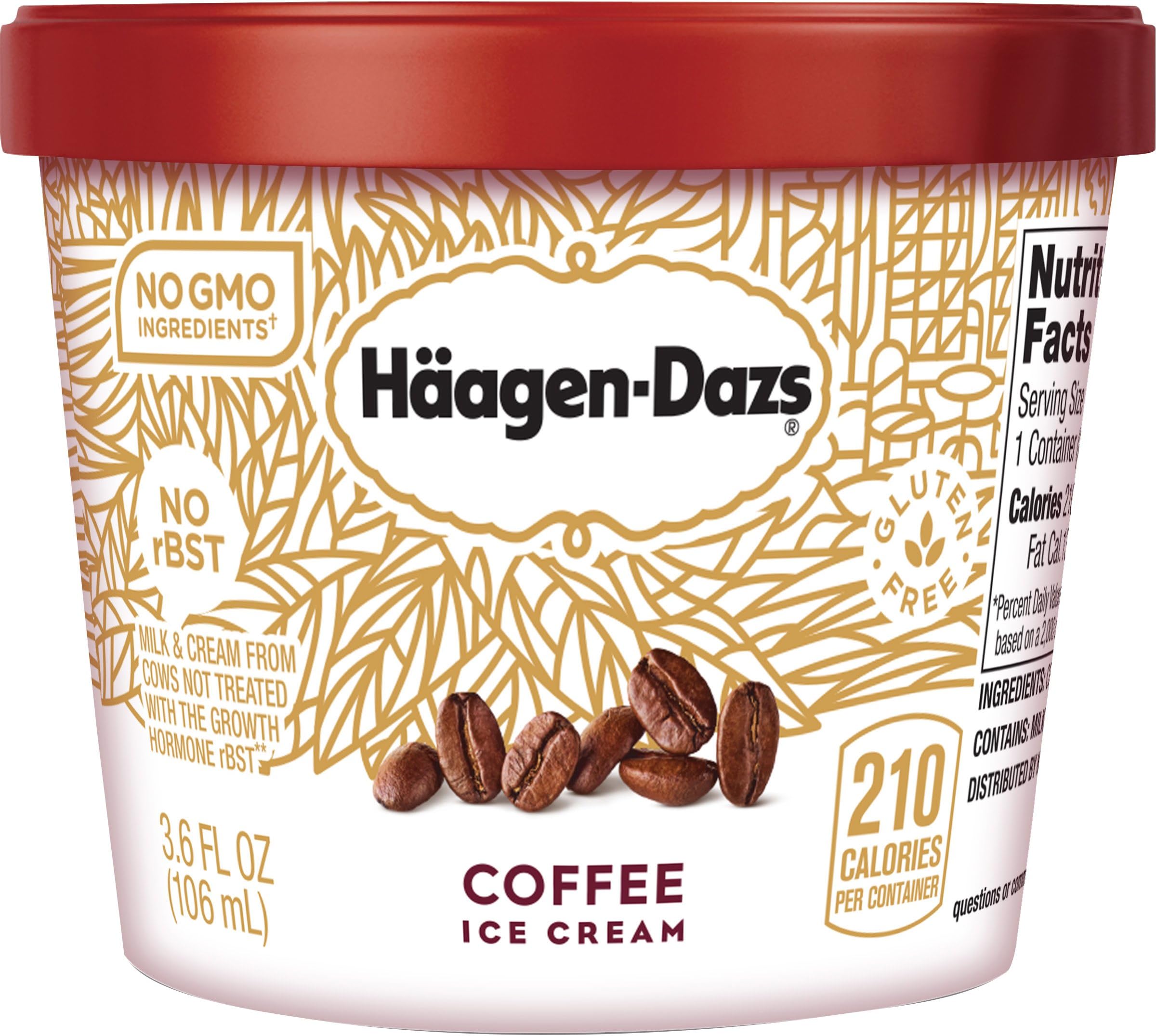 Haagen Dazs, Coffee Ice Cream, 3.6 Ounce Cup