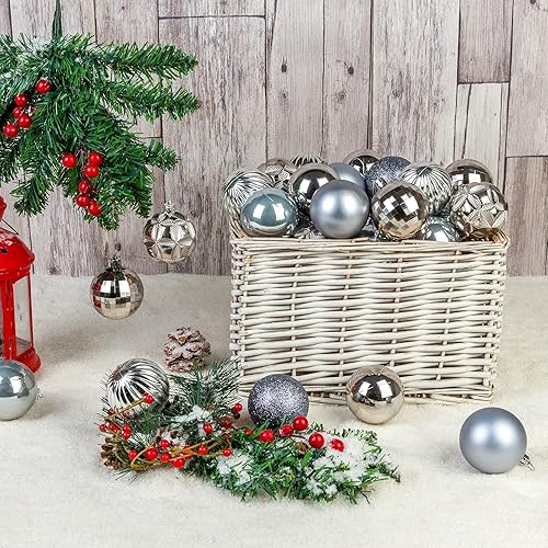 Miniatura 162 de AMS 2.36''/60mm 34ct Christmas Ball Large Ornaments Party Decorations Shatterproof Festival Pendant Hangings for Xmas Tree Decor (60mm, Purple)