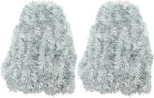 Miniatura 18 de Guirnalda de oropel gruesa Super Duper para Navidad, cumpleaños, decoración de vacaciones, eventos especiales (rosa, 2 paquetes de oropel de 25 1