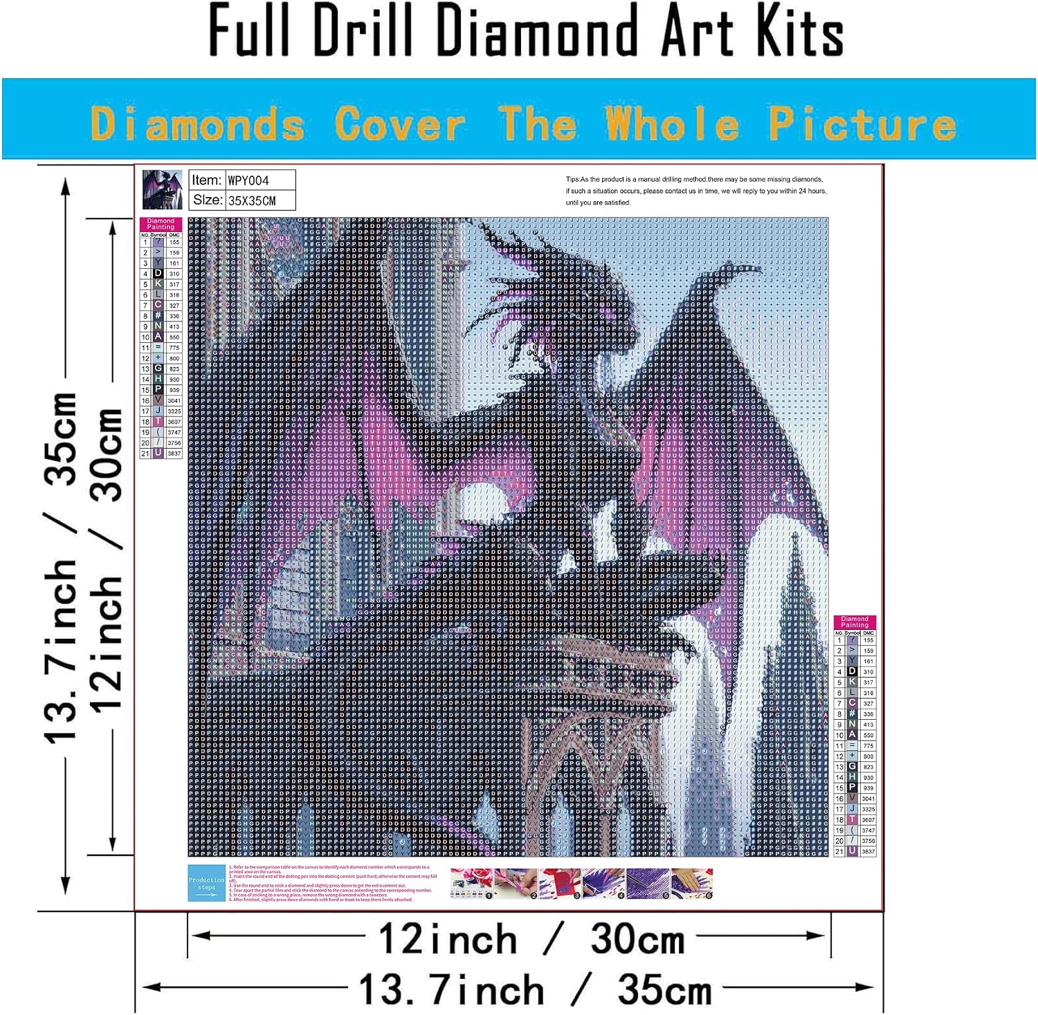 WPYTNM 5D Dragon Diamond Painting Kit,DIY Handmade Castle Pterodactyl Theme, Round Full Drill, Canvas Material, 14x14 Inches, Adult, Art Deco Style image 2