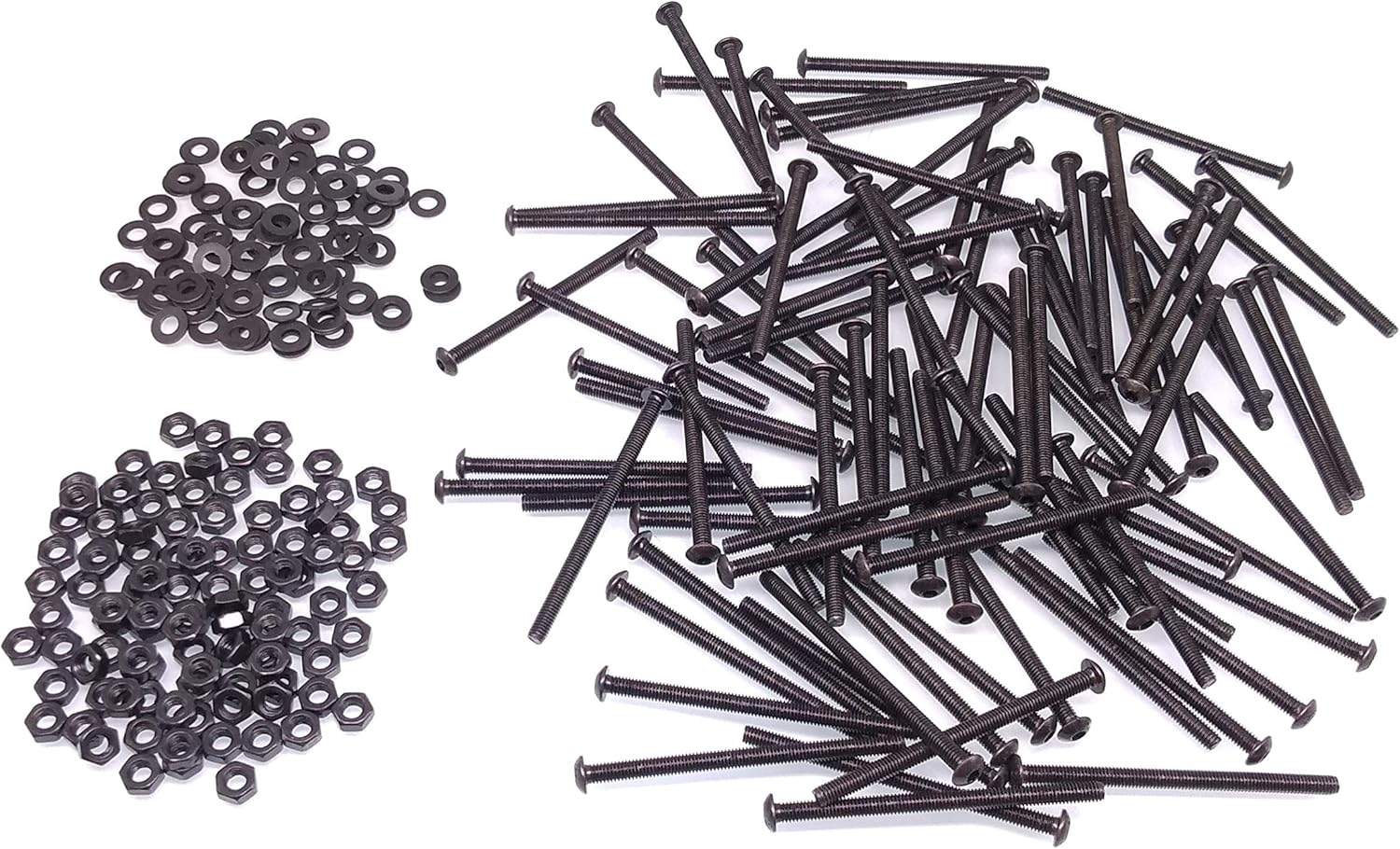 Yodaoke 100pcs M3-0.5 x 45mm Button Head Socket Cap Screw, ISO 7380 Hex Drive, Class 10.9, Alloy Steel, with Nut and Washer