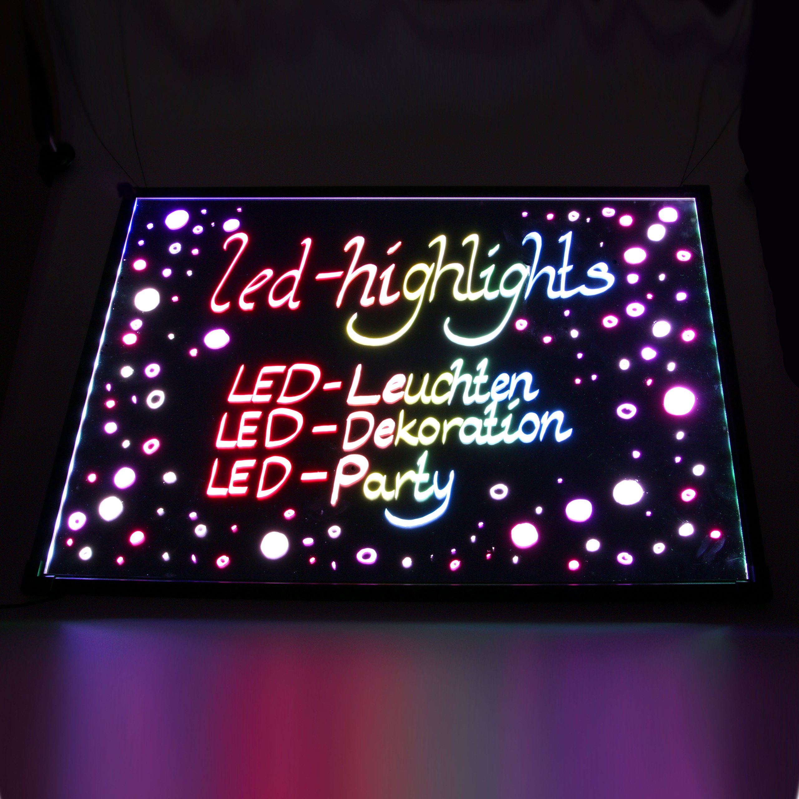 Deko Leuchtschild Reklame Tafel 80 x 60 cm mit Fernbedienung und 8 Neon Stifte Leuchttafel Werbeschild Buchstaben Bunt Beschreibbar Leuchtreklame Licht Box