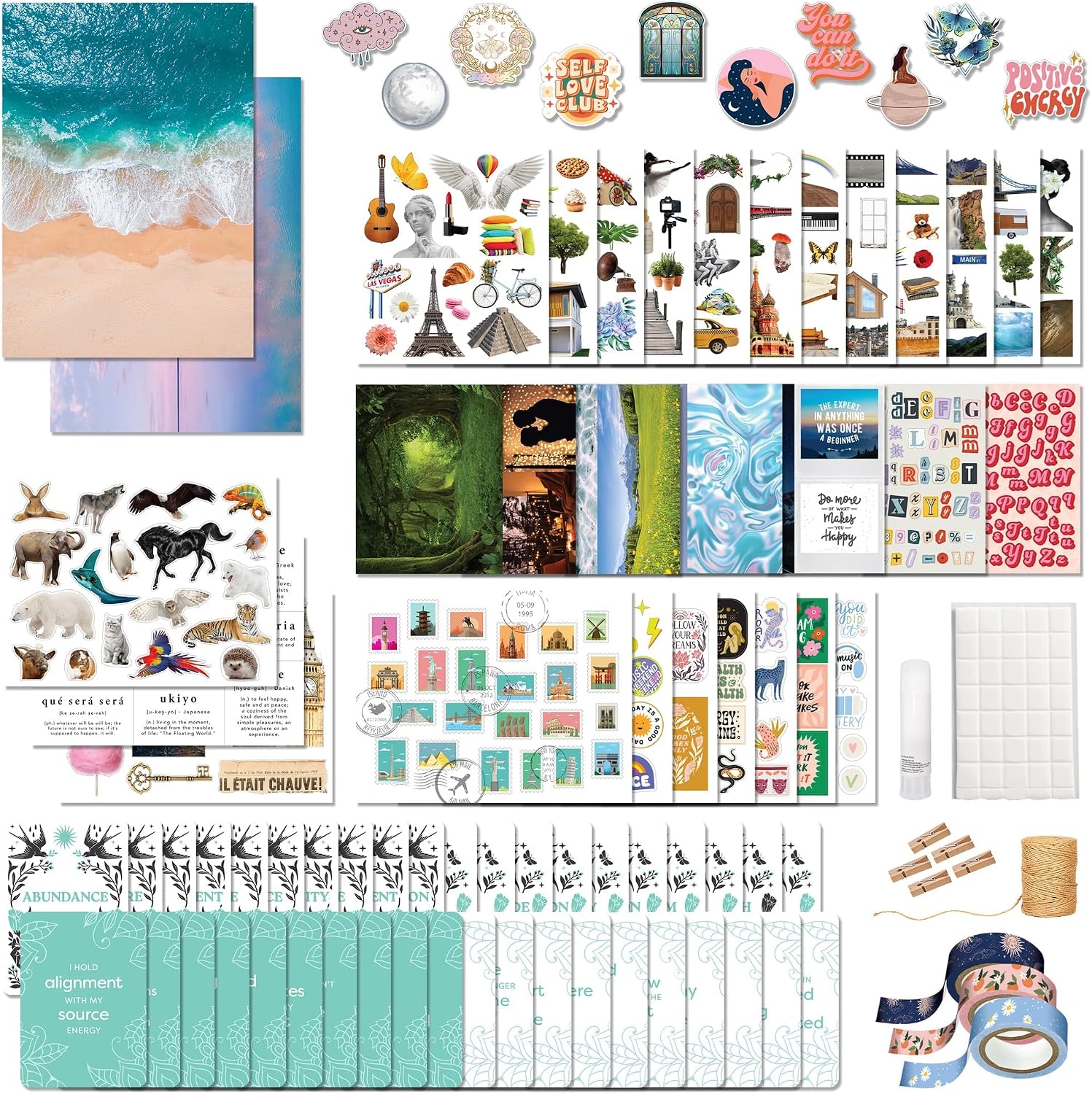 Elevate: Complete Vision Board Kit - Collage Your Dreams - Creative Manifestation Set, Workbook, Affirmation Cards, Collage Materials, Goal Poster