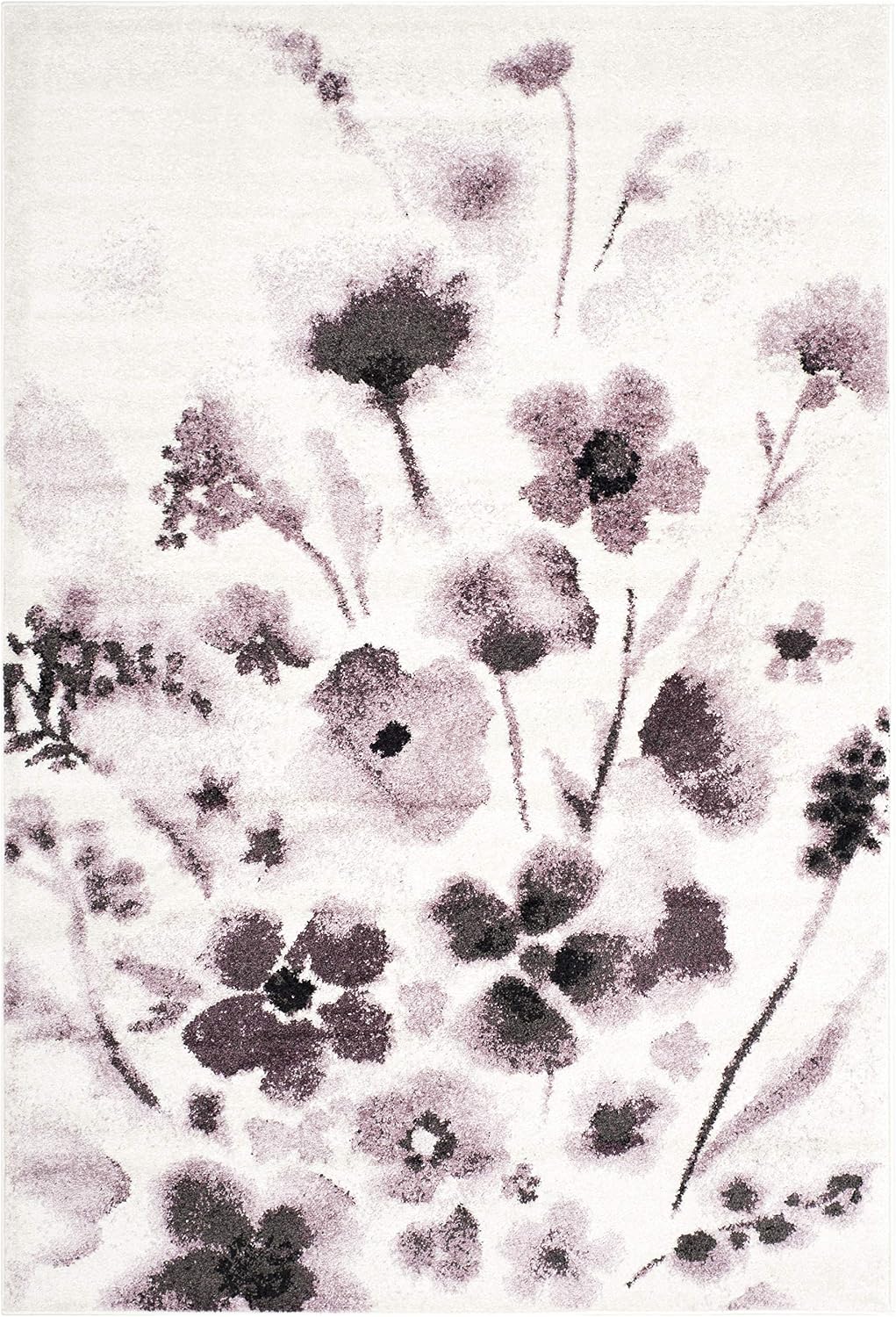 SAFAVIEH Adirondack Collection Area Rug - 5'1" x 7'6", Ivory & Purple, Floral Watercolor Design, Non-Shedding & Easy Care, Ideal for High Traffic Areas in Living Room, Bedroom (ADR127L)