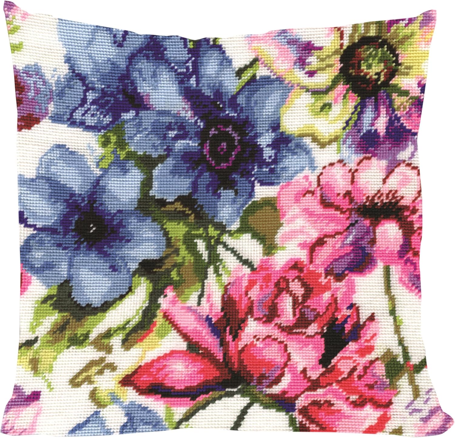 Tobin 2619 Stitched in Acrylic Yarn Watercolor Floral Needlepoint Kit, 12" by 12", Multicolor