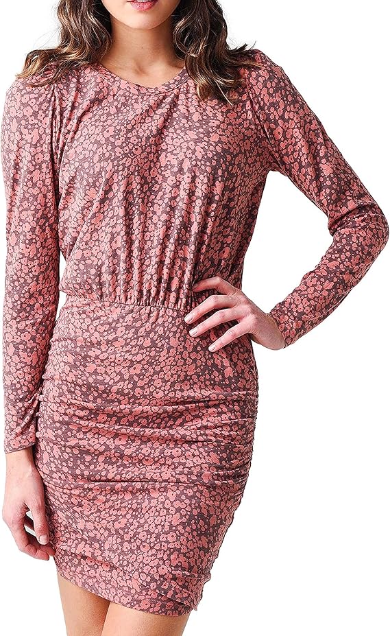 SUNDRY Floral Puff Sleeve Dress at Amazon Womenâs Clothing store