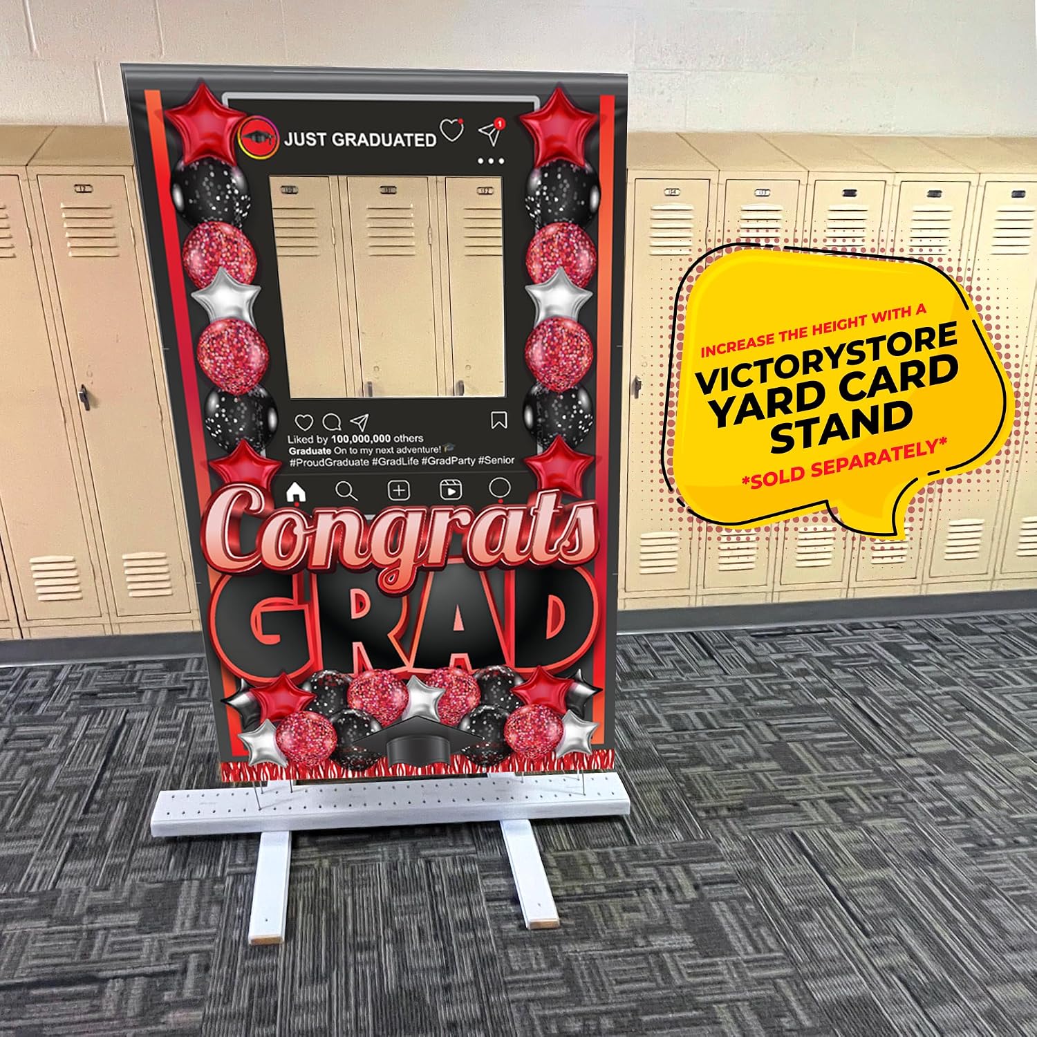 VictoryStore Jumbo Graduation Standup Photobooth Frame 5FT Tall by 3FT Wide, Outdoor Gradation Yard Sign or Indoor Graduation Party Decoration, 5 Pieces (Red)