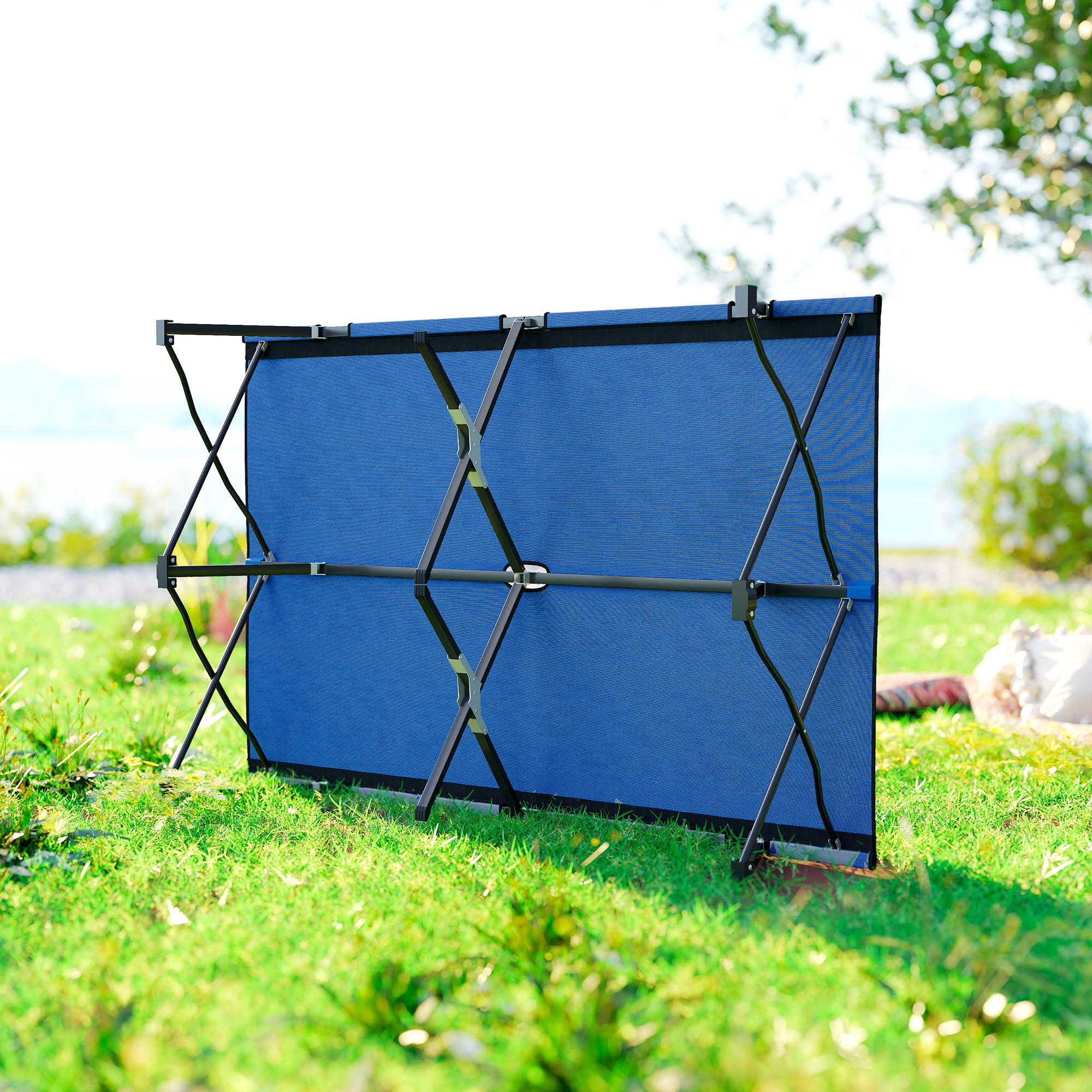 Outsunny Lit de Camp Pliable Double 2 Personnes jusqu'à 136 kg 193 x 125 x 40 cm Polyester Oxford métal