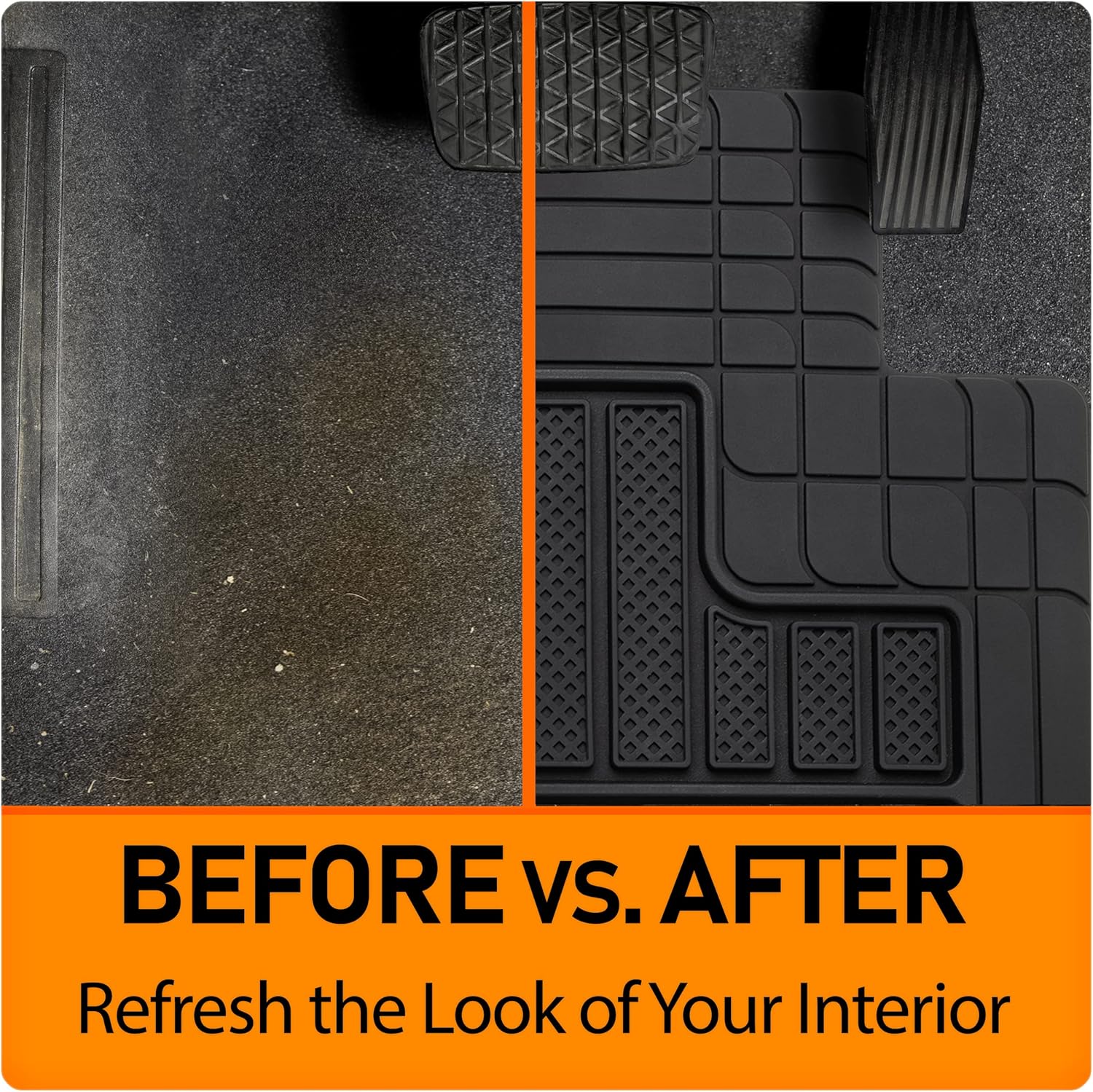 Armor All 5-Piece Weather Defender Floor Mats, Trim-to-Fit for Cars, Trucks, SUVs — Black