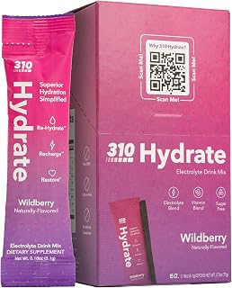 Sugar Free Electrolytes Powder - Instant Hydration Packets for Daily Fluid Balance - Caffeine-Free Rehydration Drink Mix w/Vitamins, Low Calorie & Keto Friendly - Wildberry 15 Singles