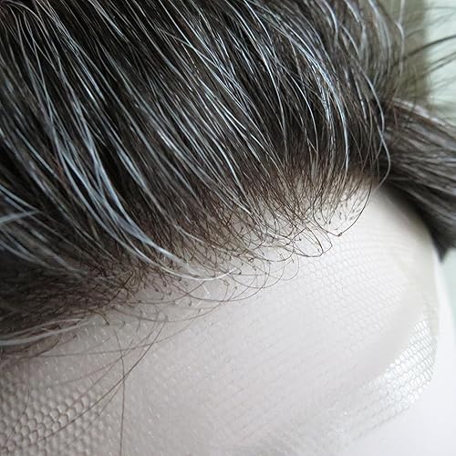 Miniatura 16 de Toupee para hombres, piezas de cabello humano, sistema de reemplazo de cabello Reak, cabello ondulado de encaje suizo natural #1B30