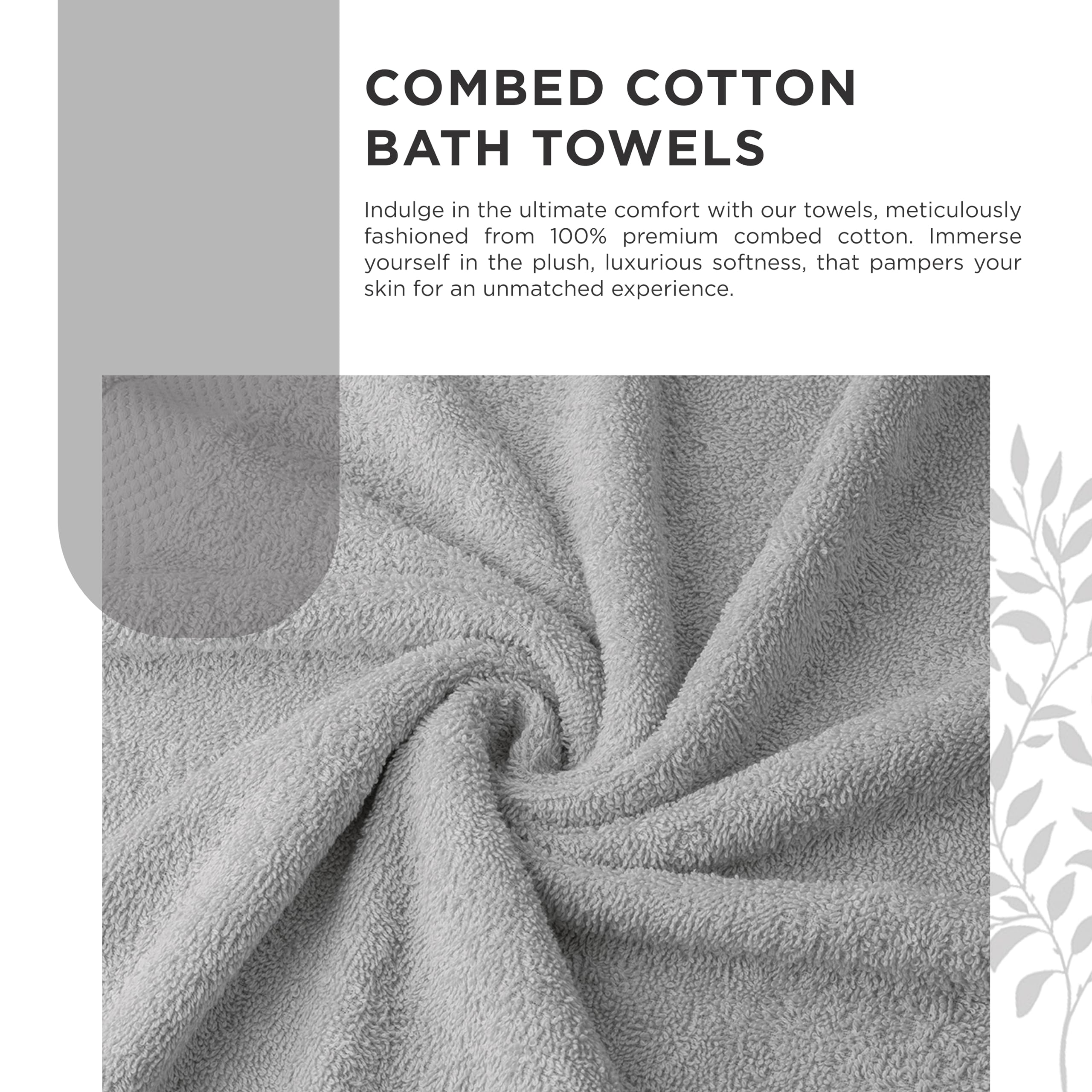 Villa Celestia Toalla de baño de 600 g/m², color gris claro, toallas de baño 100% algodón para baño, toallas de baño suaves plateadas, juego de toallas plateadas para baño, 68 x 137 cm, juego de 4