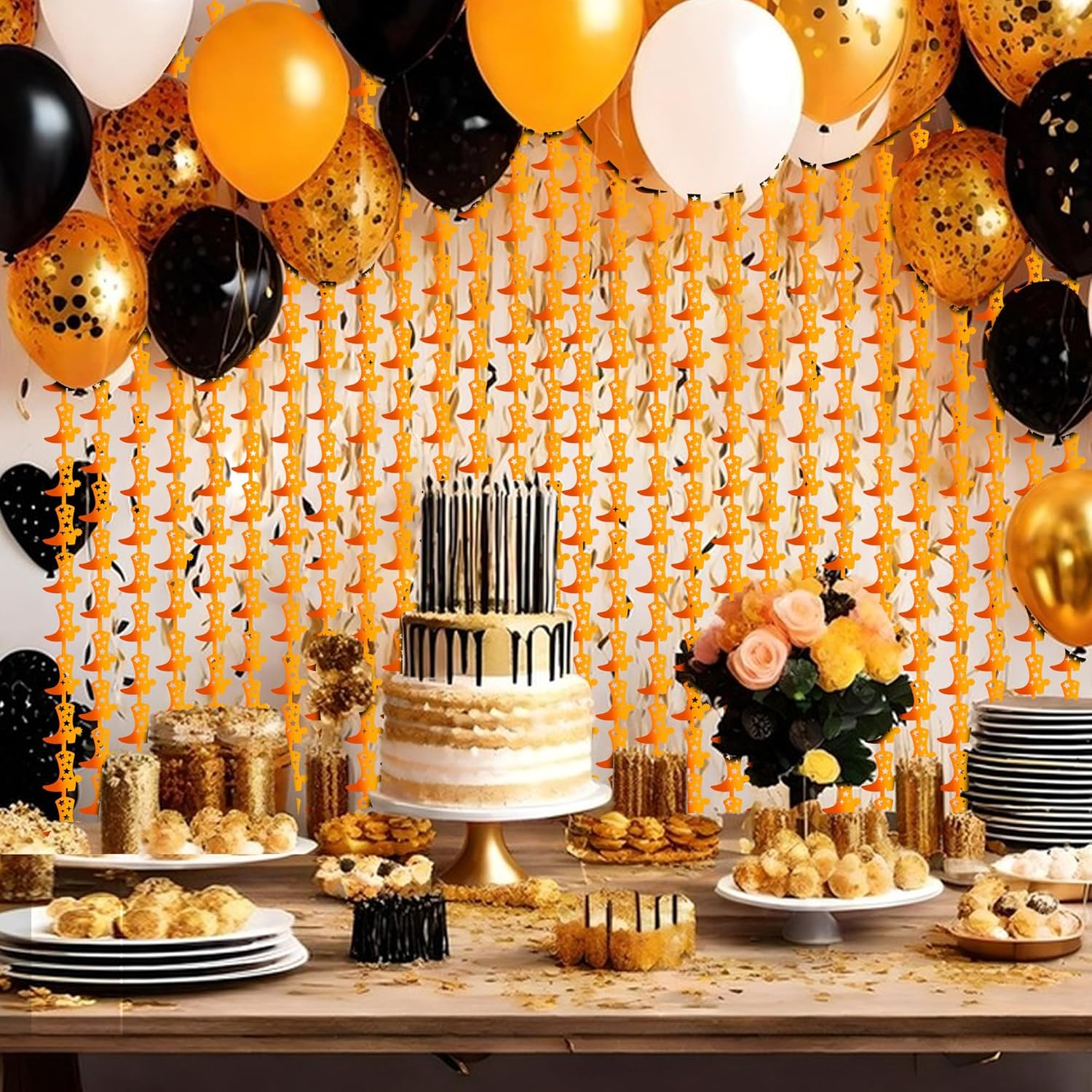 2PCS Western Cowboy Boot Fringe Curtain – Bronze Metallic Tinsel Backdrop for Cowgirl Bachelorette, Last Rodeo, Girls Birthday, Bridal Shower, Photo Booth Party Decor - Image 2