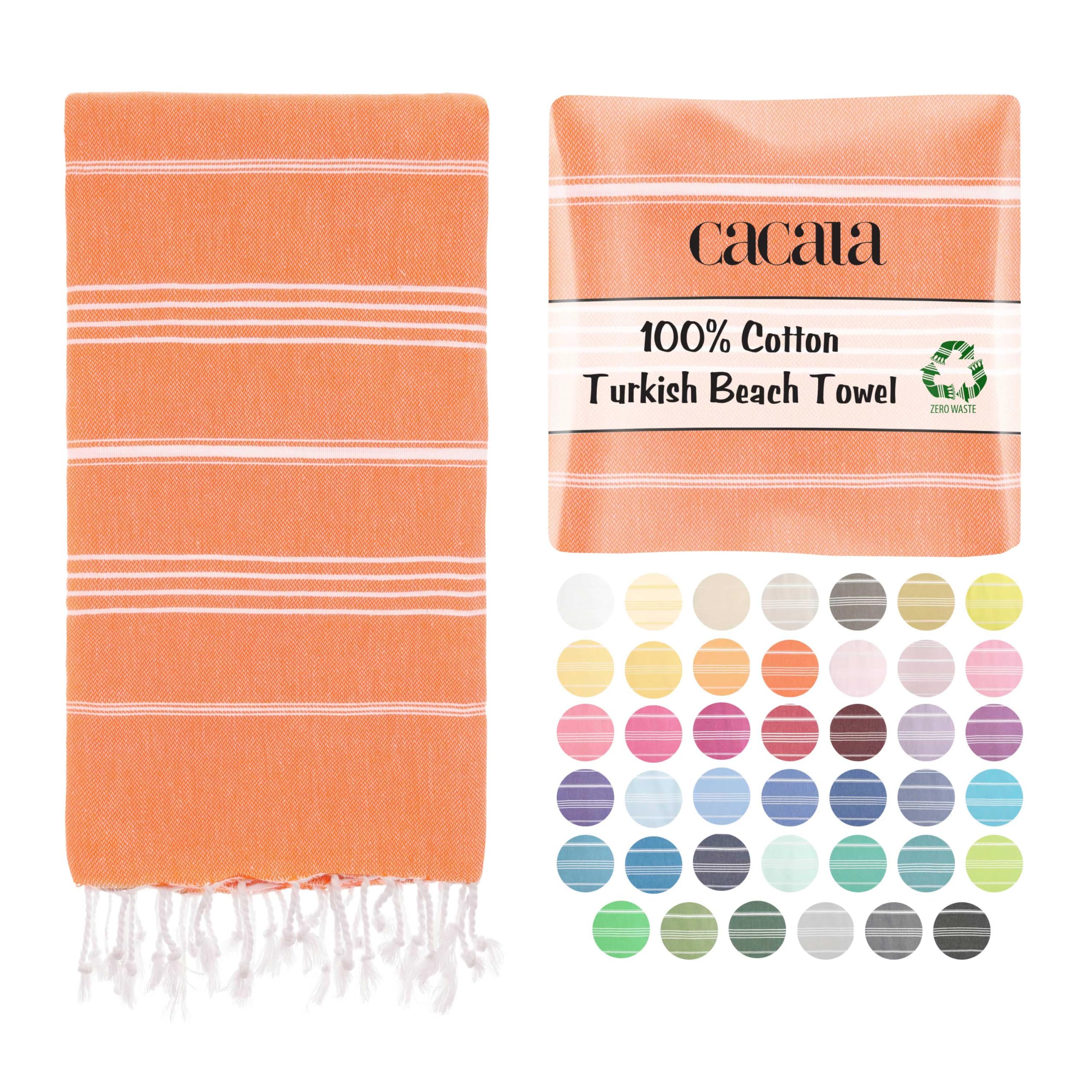 Cacala Lightweight and Thin Turkish Beach Towel 100% Cotton Sand-Free and Quick-Drying Goodness Perfect as an Extra Large Travel Towel, Beach