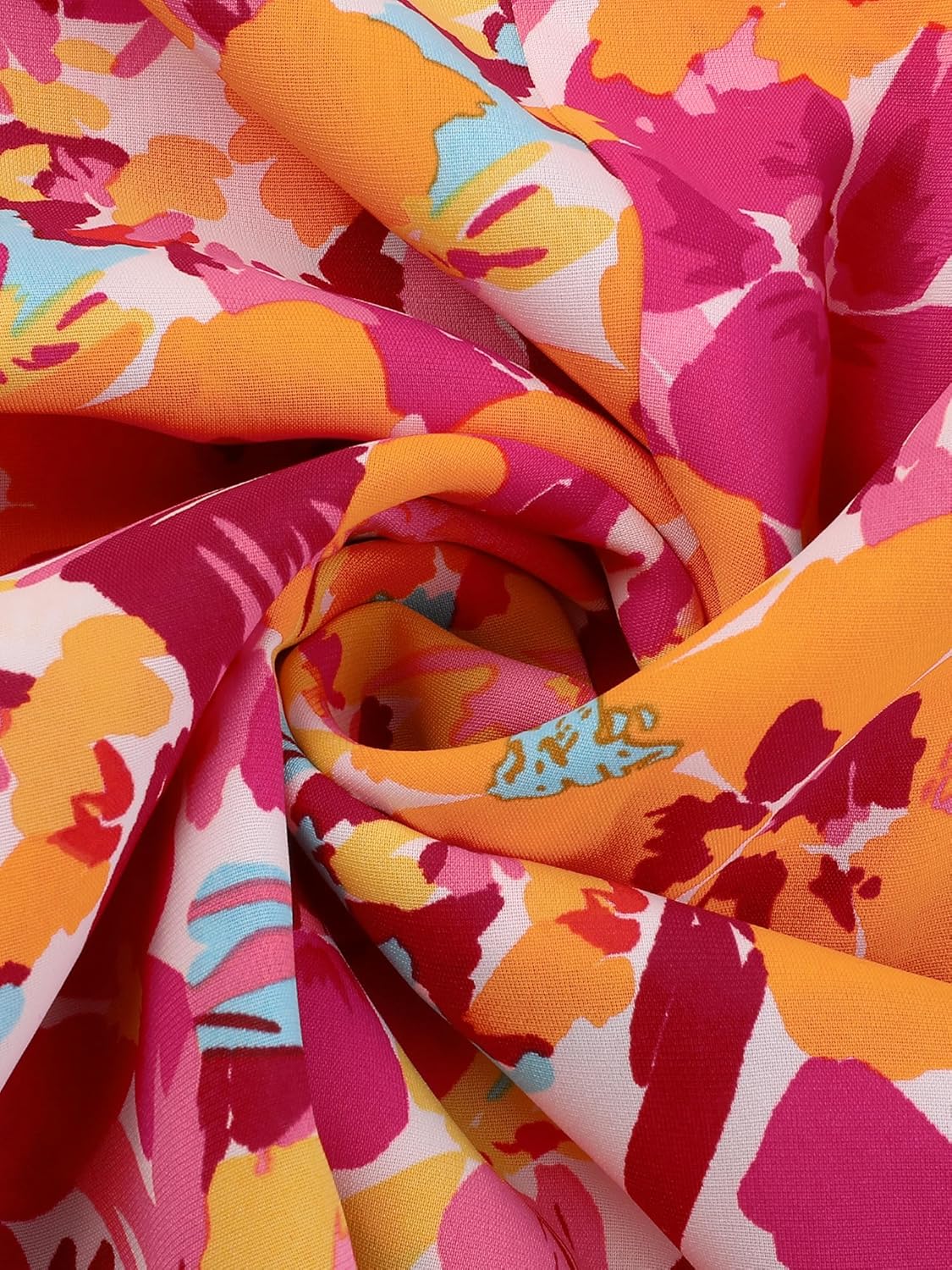 Agnes Orinda Plus Size Wedding Guest Maxi Dress for Curvy Women, Long Sleeve V Neck Chiffon Floral Long Dress with Belt - Image 5