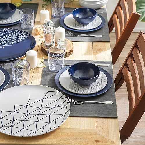 Miniatura 5 de bzyoo Spidy Navy Collection: Juego de vajilla de 12 piezas 100% melamina plato, vaso y plato para comedor informal en interiores y exteriores