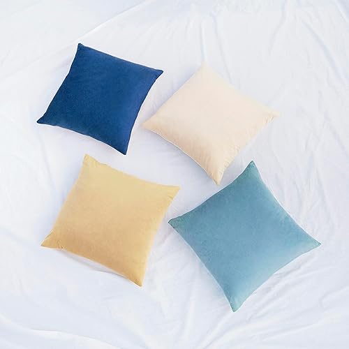 Miniatura 5 de MONDAY MOOSE Juego de 4 fundas de cojín decorativas de terciopelo suave, diseño moderno de doble cara, mezcla y combina para la decoración del