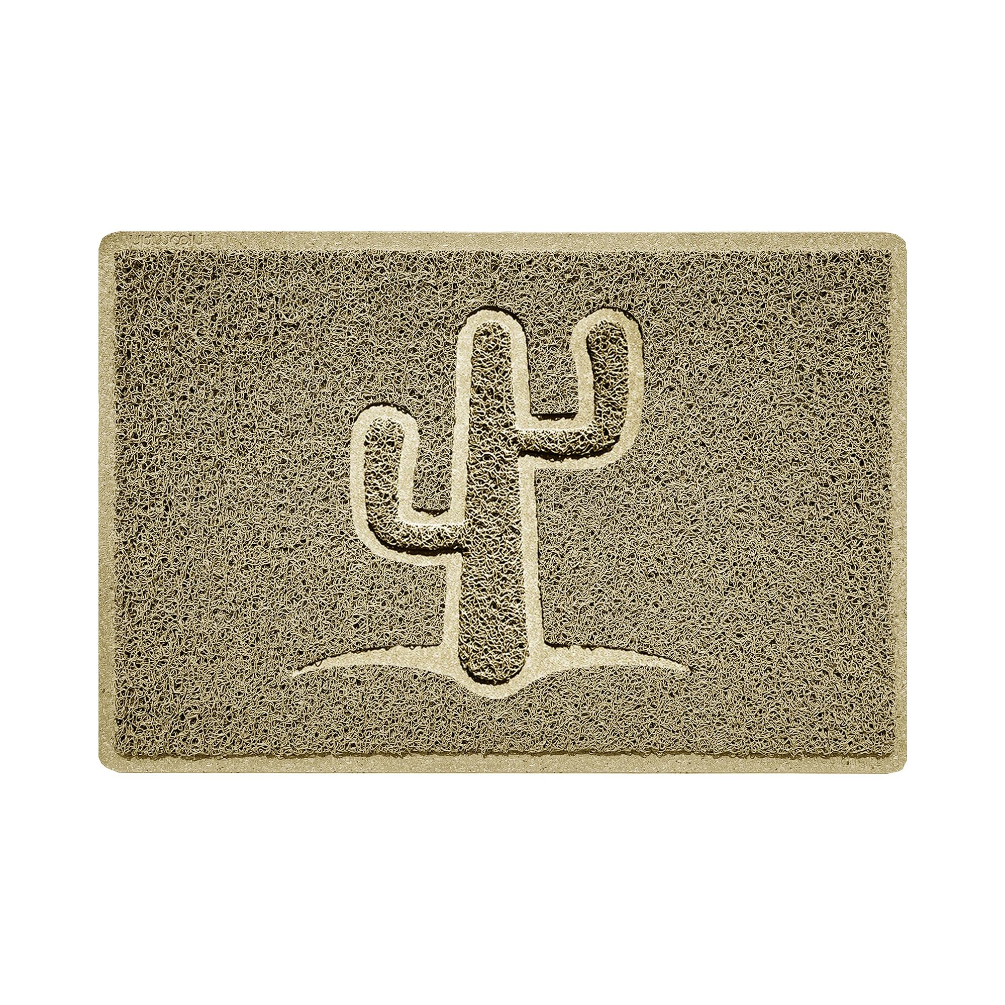 Nicoman Cactus Embossed Shape Door Mat Dirt-Trapper Jet-Washable Doormat-(Use Indoor or Sheltered Outdoor)- (60x40cm/23.6x15.7inches, Small) Beige