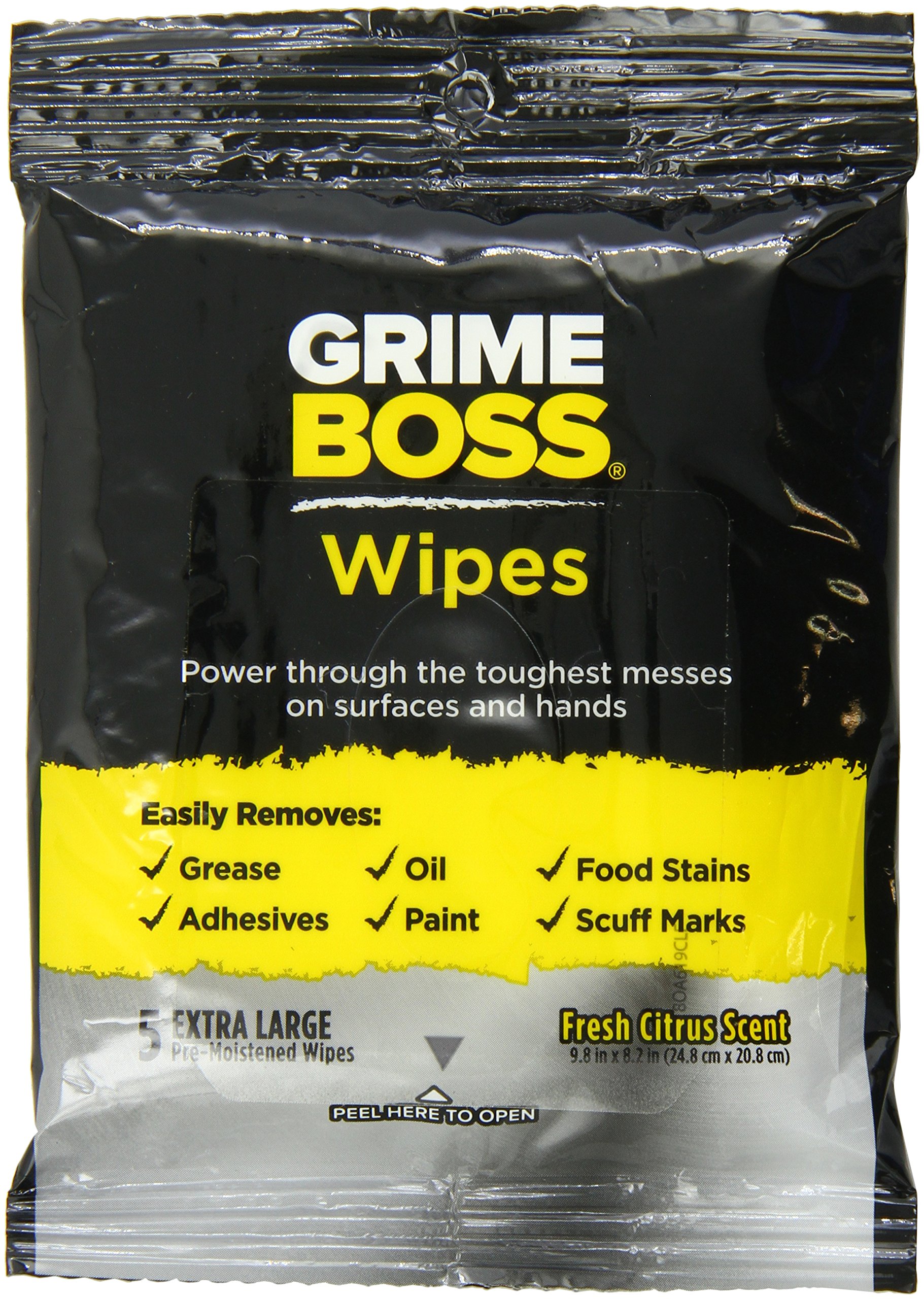 Grime Boss Wipes, 120Count (24 Pack of 5 Wipes Each)