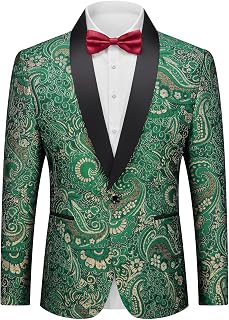 Men's Floral Tuxedo Jacket, Luxury Embroidered Blazer, Dress Suit with Bow Tie for Wedding Party Prom Dinner