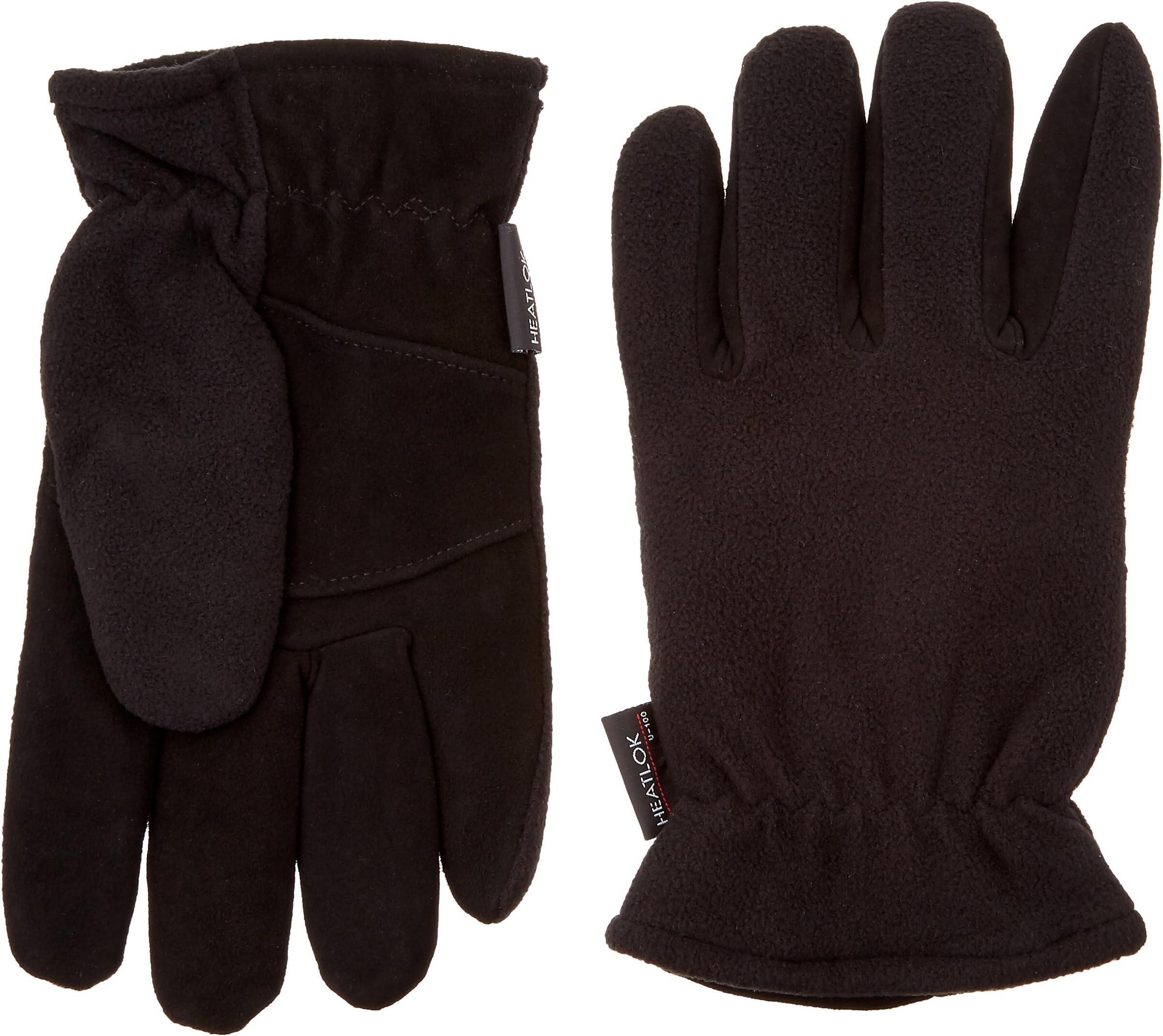 Thermal Gloves Split Deerskin Palm (Black, Medium)