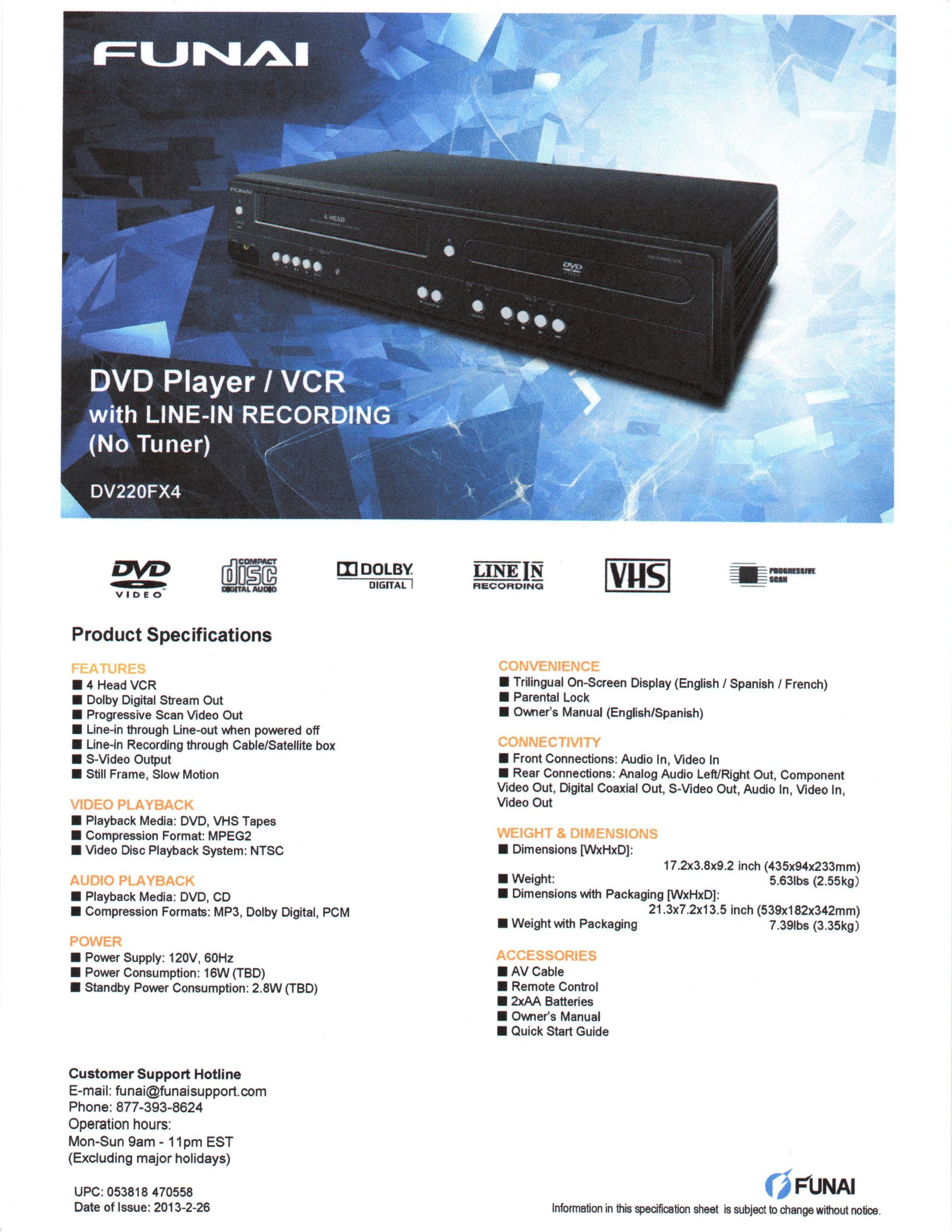 FUNAI DVDプレーヤー Amazon.com: Funai Corp. DV220FX4 Combination Video and DVD Player