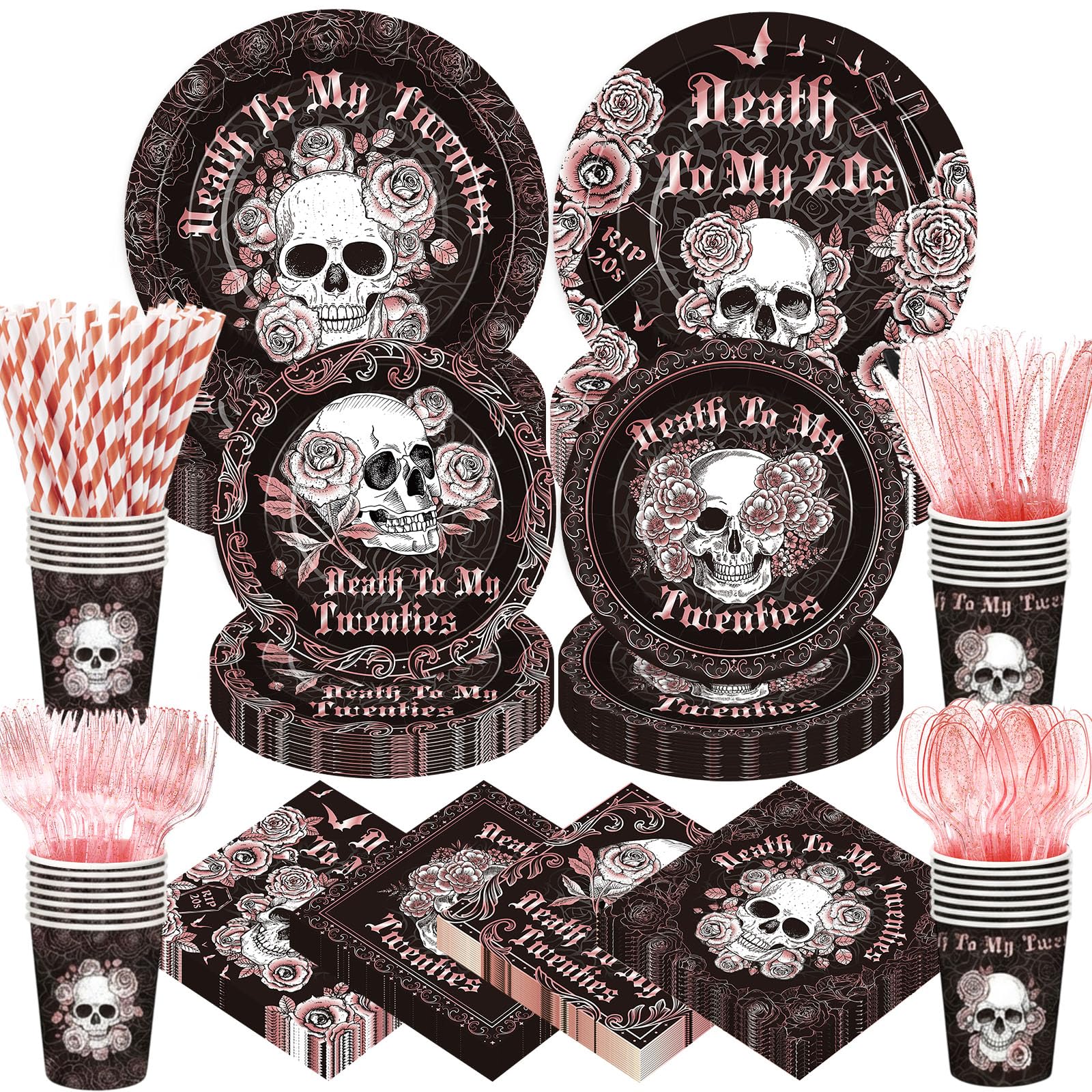 Widecook 450 Pcs Death to My 20s Tableware Set Rose Gold - tableware | Mubboo