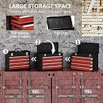 DURHAND Boîte à outils métallique portable de 15,6 po avec fermeture à loquet en métal, coffre à outils verrouillable à 4 tiroirs avec glissière à billes pour garage, maison et entrepôt, rouge