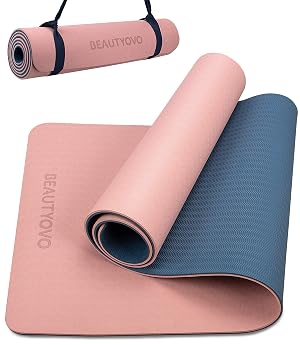 BEAUTYOVO Yoga Mat with Strap 1 3 Inch Extra Thick Yoga Mat Double-sided Non Slip Professional TPE Yoga