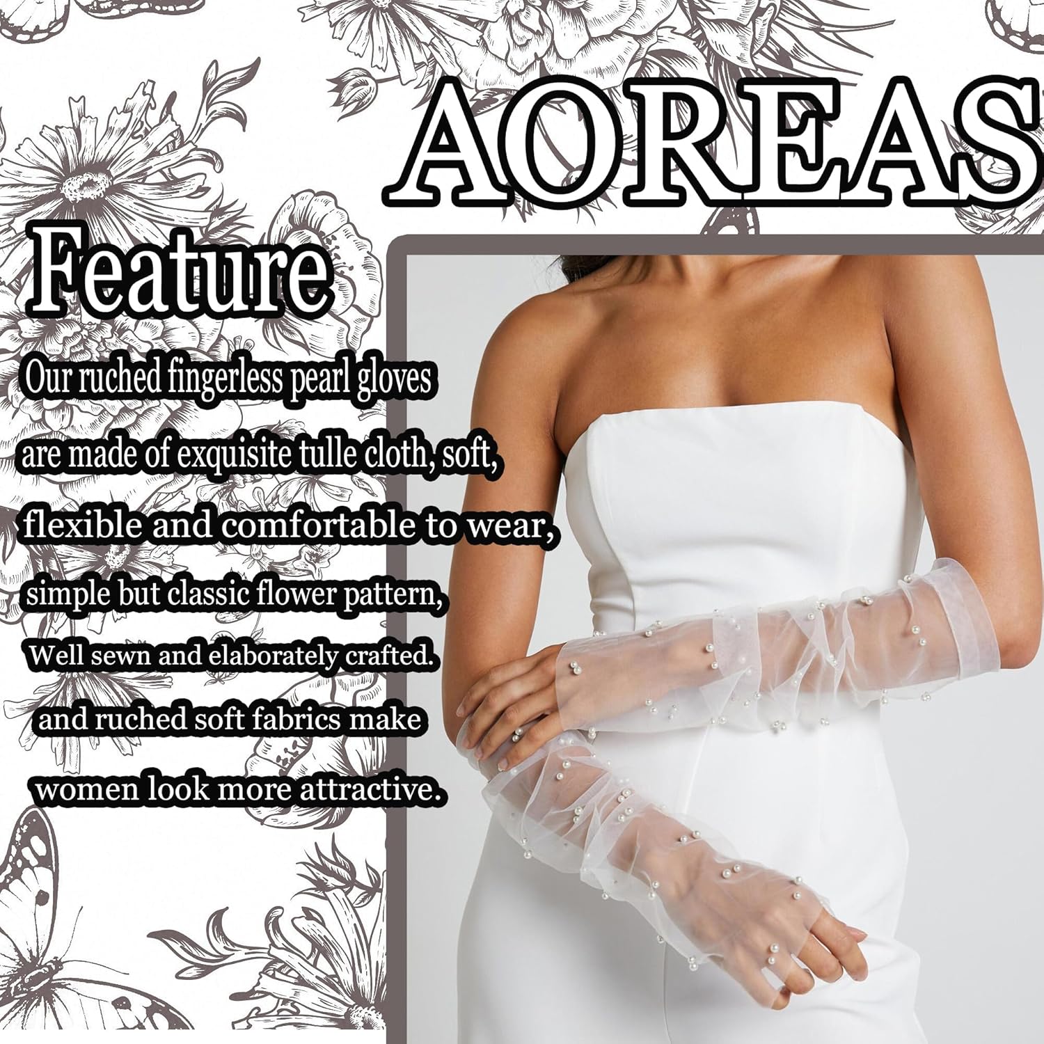 Long Pearl Wedding Glove - Image 6