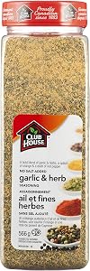 Club House, Quality Natural Herbs and Spices, No Salt Added Garlicherb Seasoning, 566g
