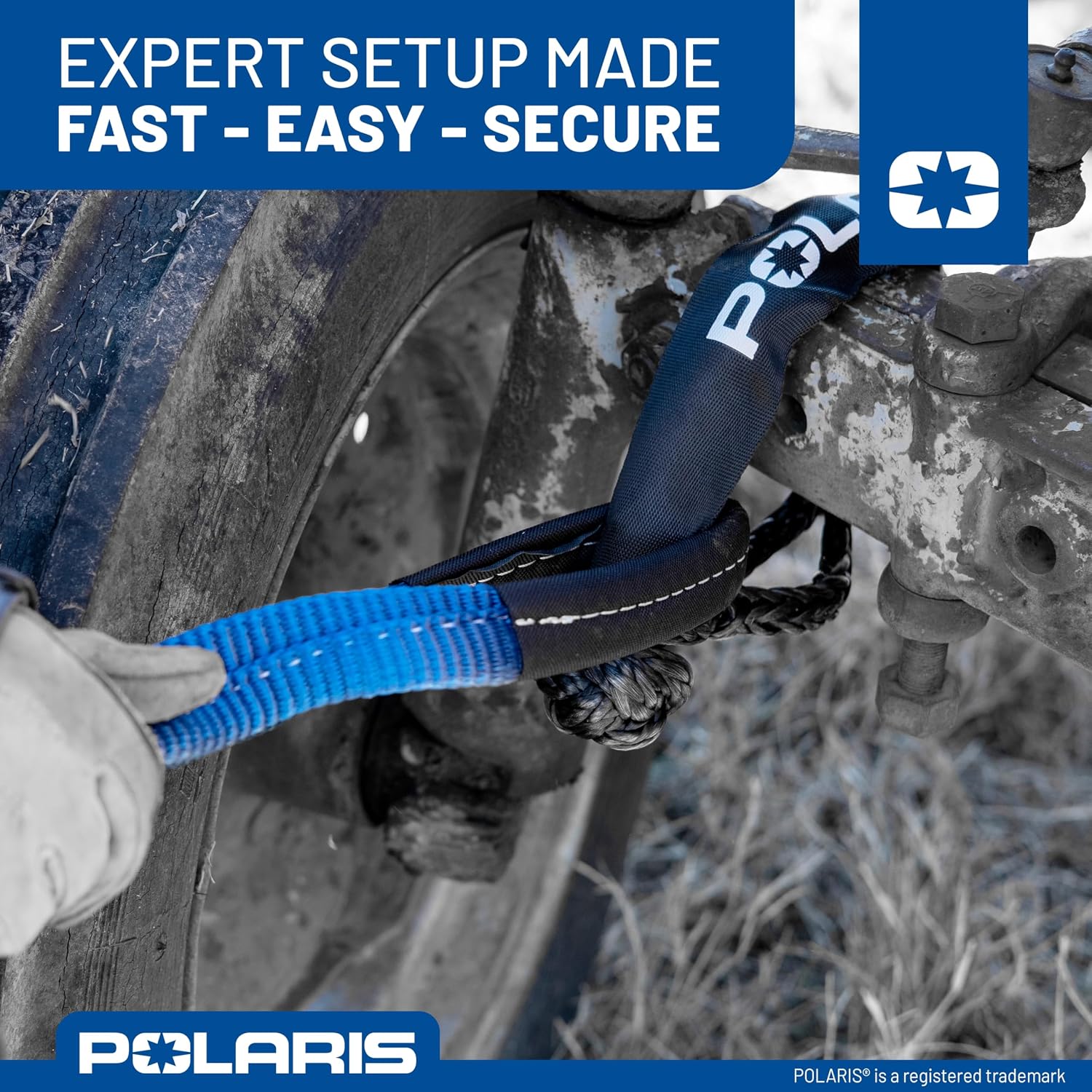 Polaris Recovery Tow Strap - 2 in. x 20 ft., 4,000 lbs Load Capacity, 12,250 lbs Break Strength, Offroad Recovery Accessory for Truck, UTV, ATV & More