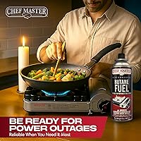 Vista 8 de Chef Master Recipiente de combustible de butano de 12 x 8 onzas, recipiente de butano para antorcha de cocina y estufa de campamento, gas
