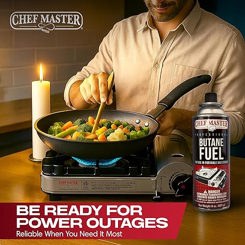 Miniatura 8 de Chef Master Recipiente de combustible de butano de 12 x 8 onzas, recipiente de butano para antorcha de cocina y estufa de campamento, gas para