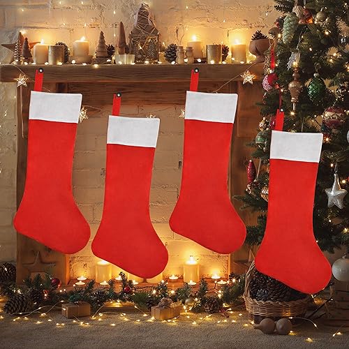 Miniatura 5 de JOYIN Calcetines de Navidad jumbo de 38 pulgadas, medias de Navidad extragrandes personalizadas, fieltro gigante suave rojo decoración de Navidad