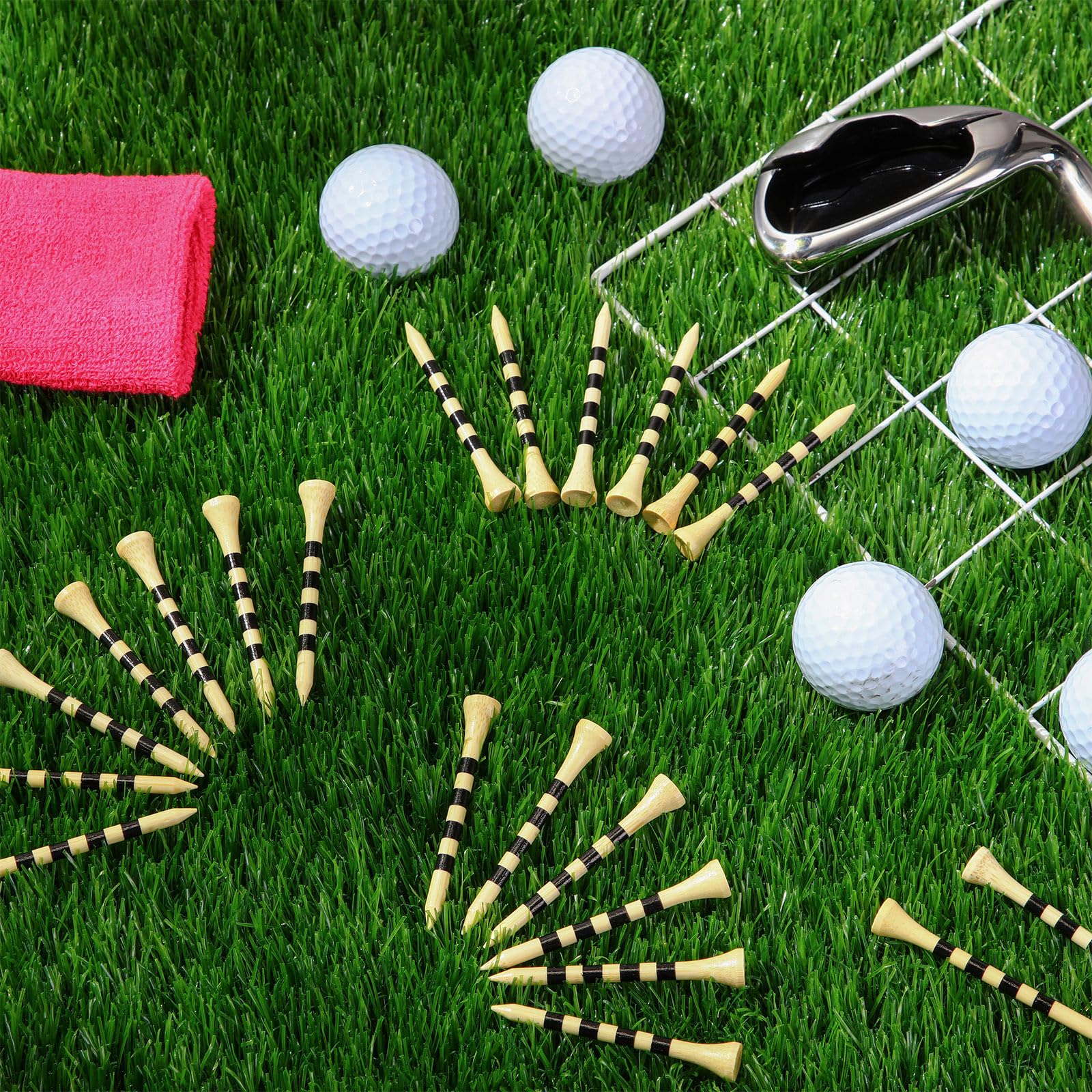 Mudder Golf-Tees aus Holz, 600 Stück, Holz, für Herren, Bälle, Zubehör (6,4 cm, Schwarz, Holzfarbe)