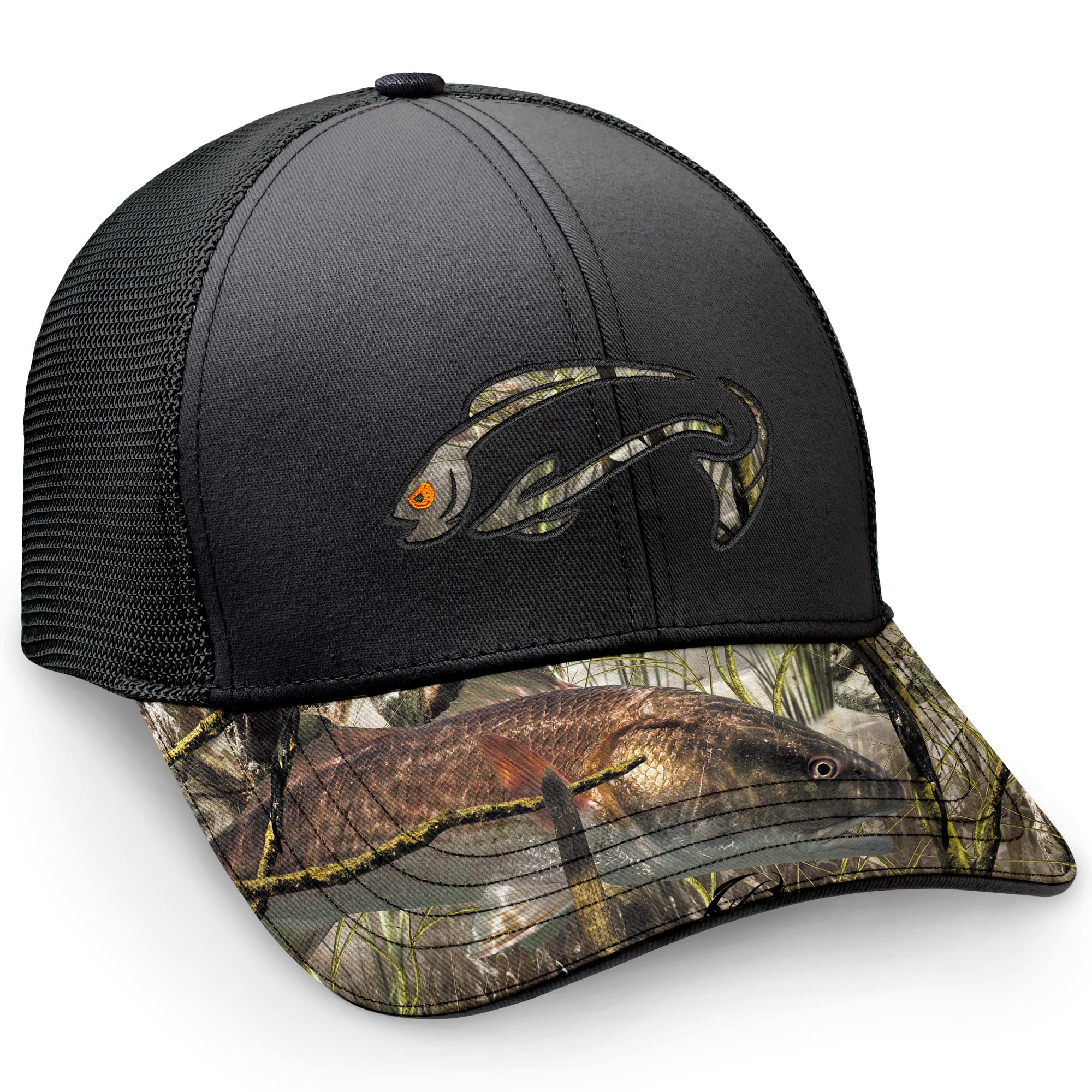 Fishouflage Thunder Bay Trucker Cap – Black Mesh Snap Back Hat