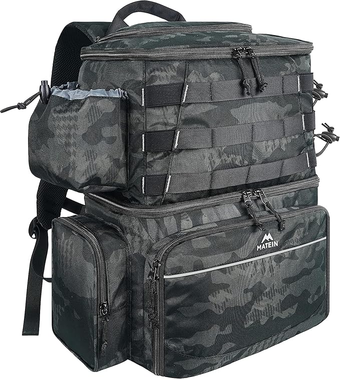 MATEIN Fishing Tackle Backpack with Cooler, Large Fishing Bag with Rod