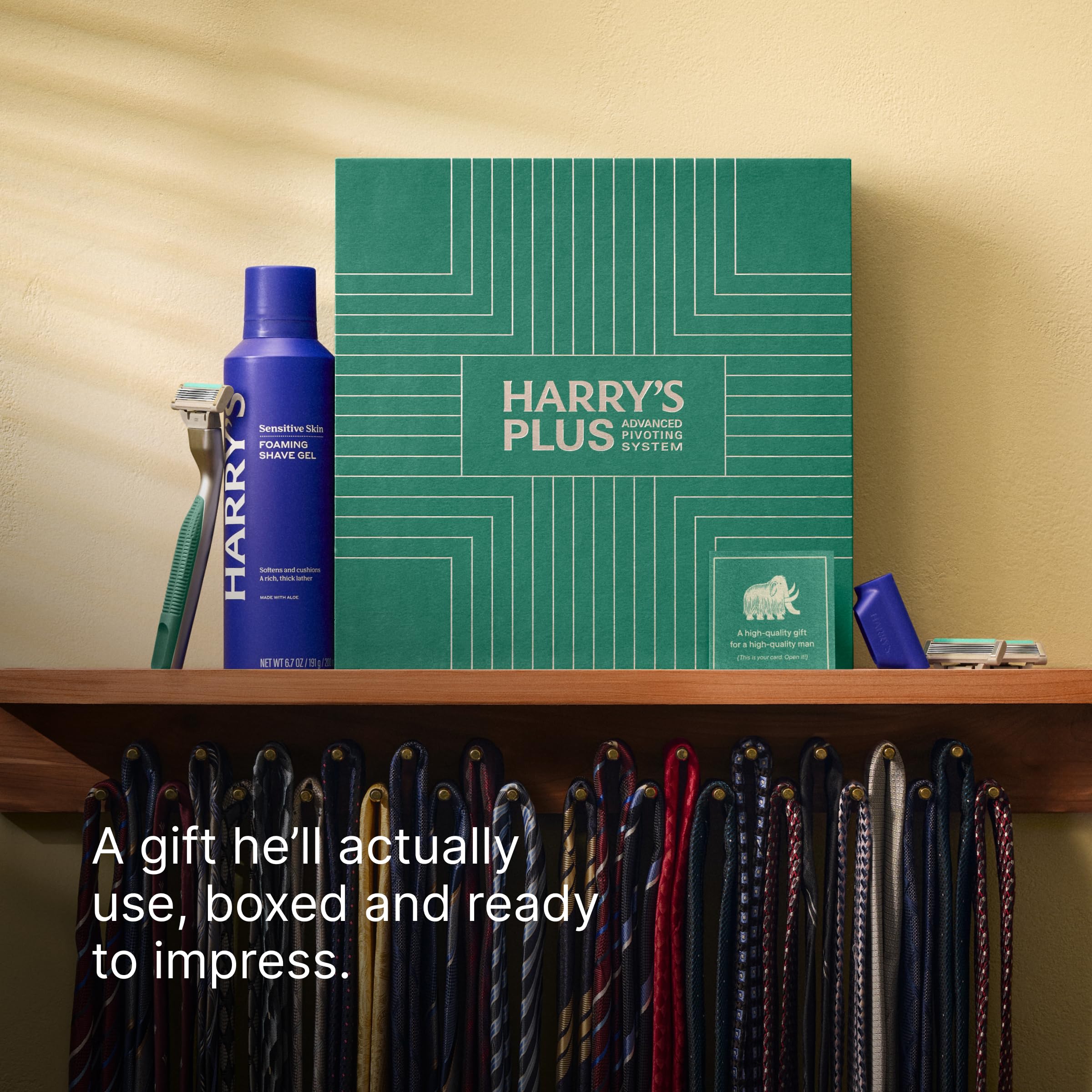 Harry's Plus Shave Gift Set for Men with Razor, Cartridges, Gel and Travel Cover