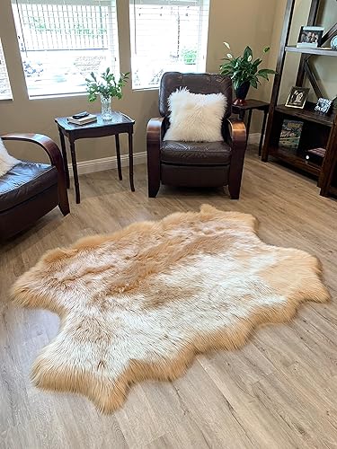 Miniatura 6 de LAMBZY Alfombra de pelo de oveja sintética, súper suave, hipoalergénica, sedosa para sala de estar, habitación de los niños, sofá (cuarto de 4 pies