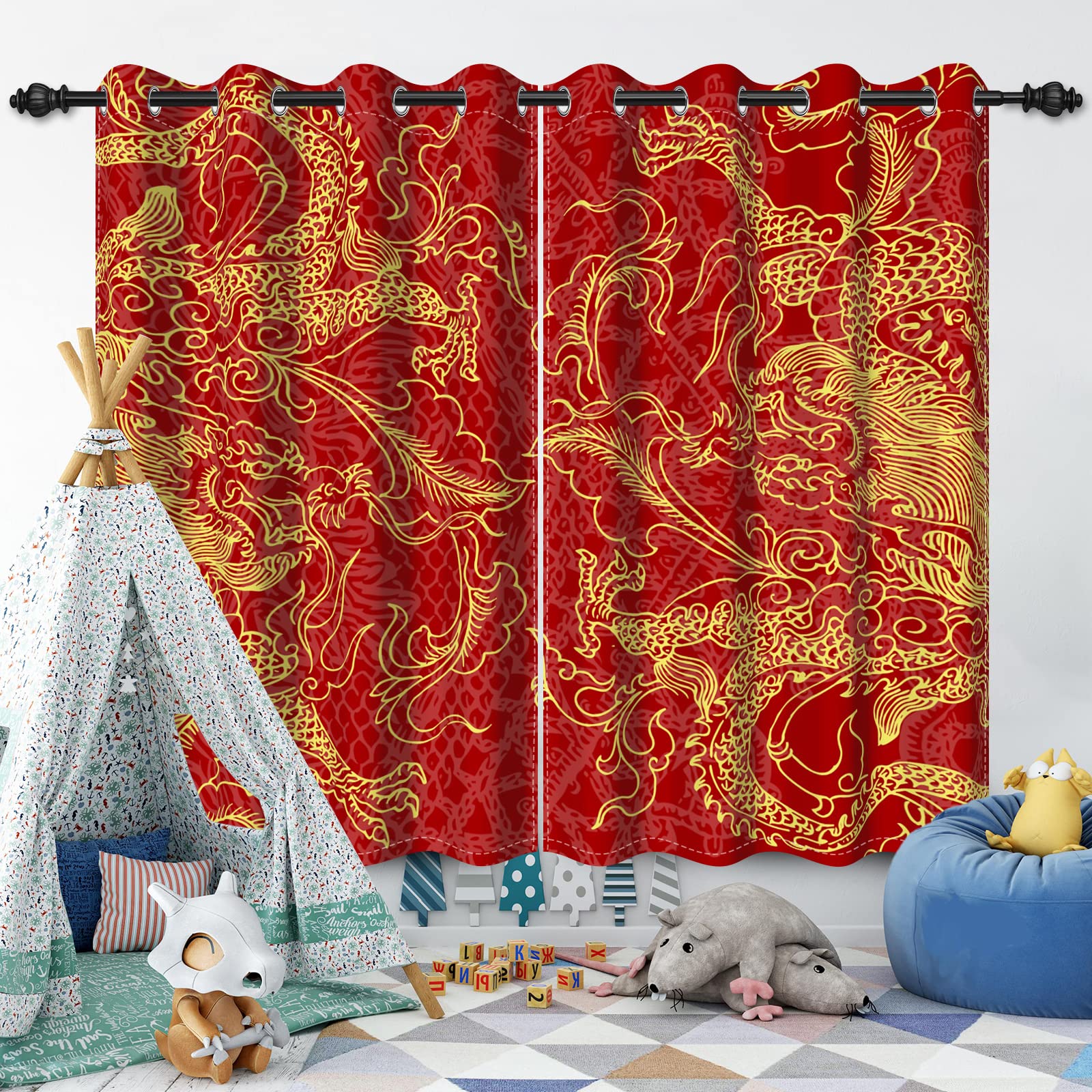 Dragon Curtains Double Dragon – Twilight | Upholstery Fabric