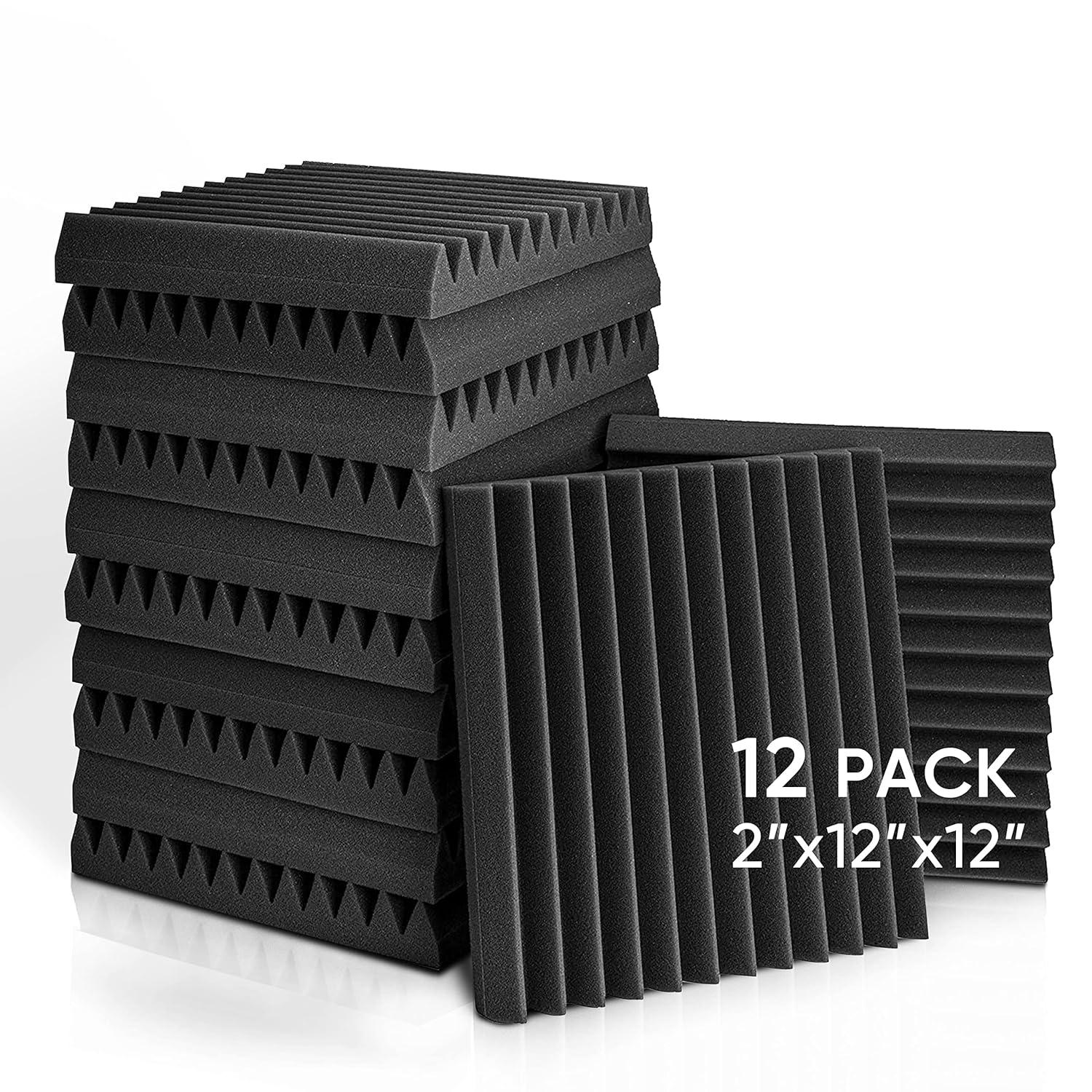 12 Pack Set Acoustic Panels, 2" X 12" X 12" Acoustic Foam Panels