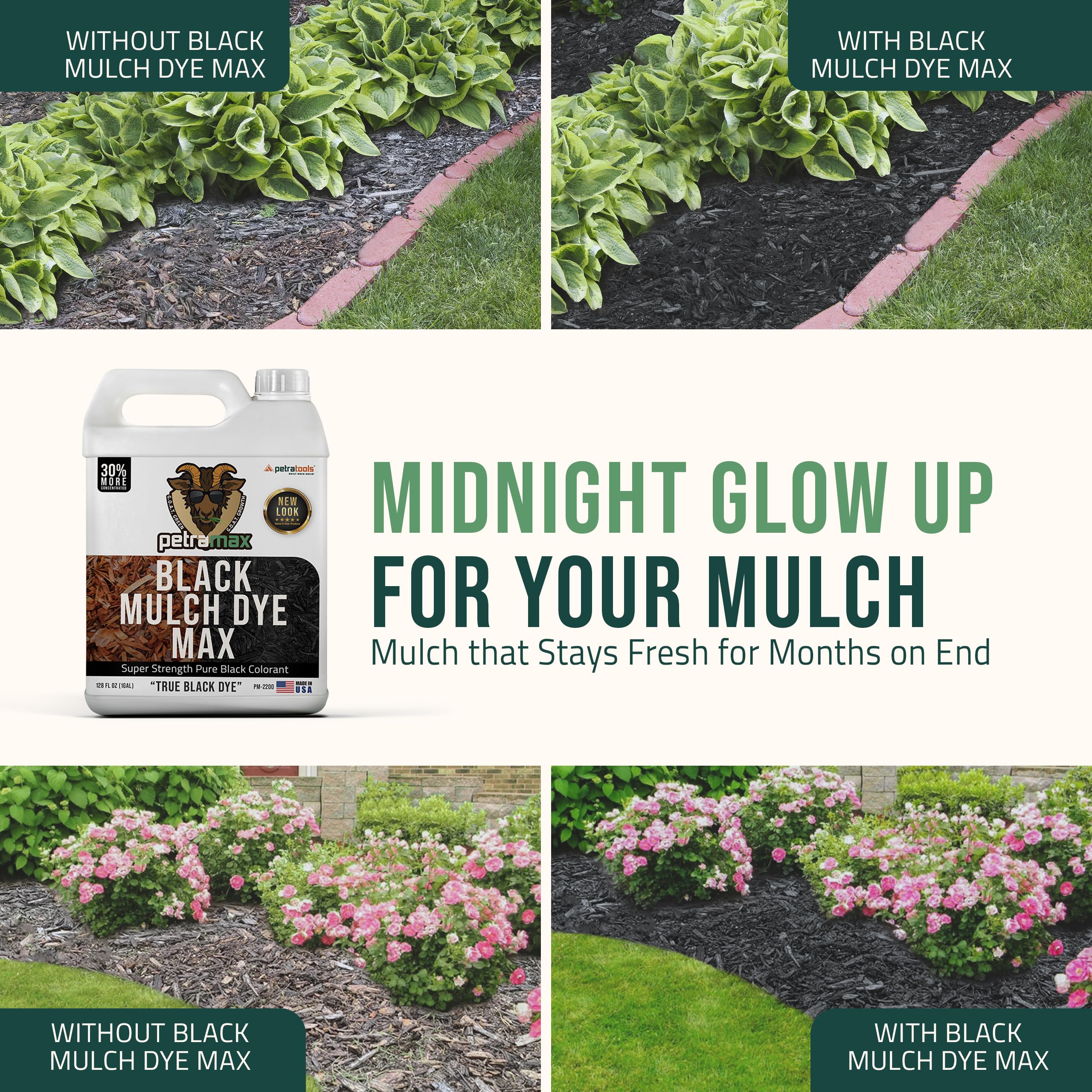 PetraTools Black Mulch Dye, 14,400 Sq Ft Coverage