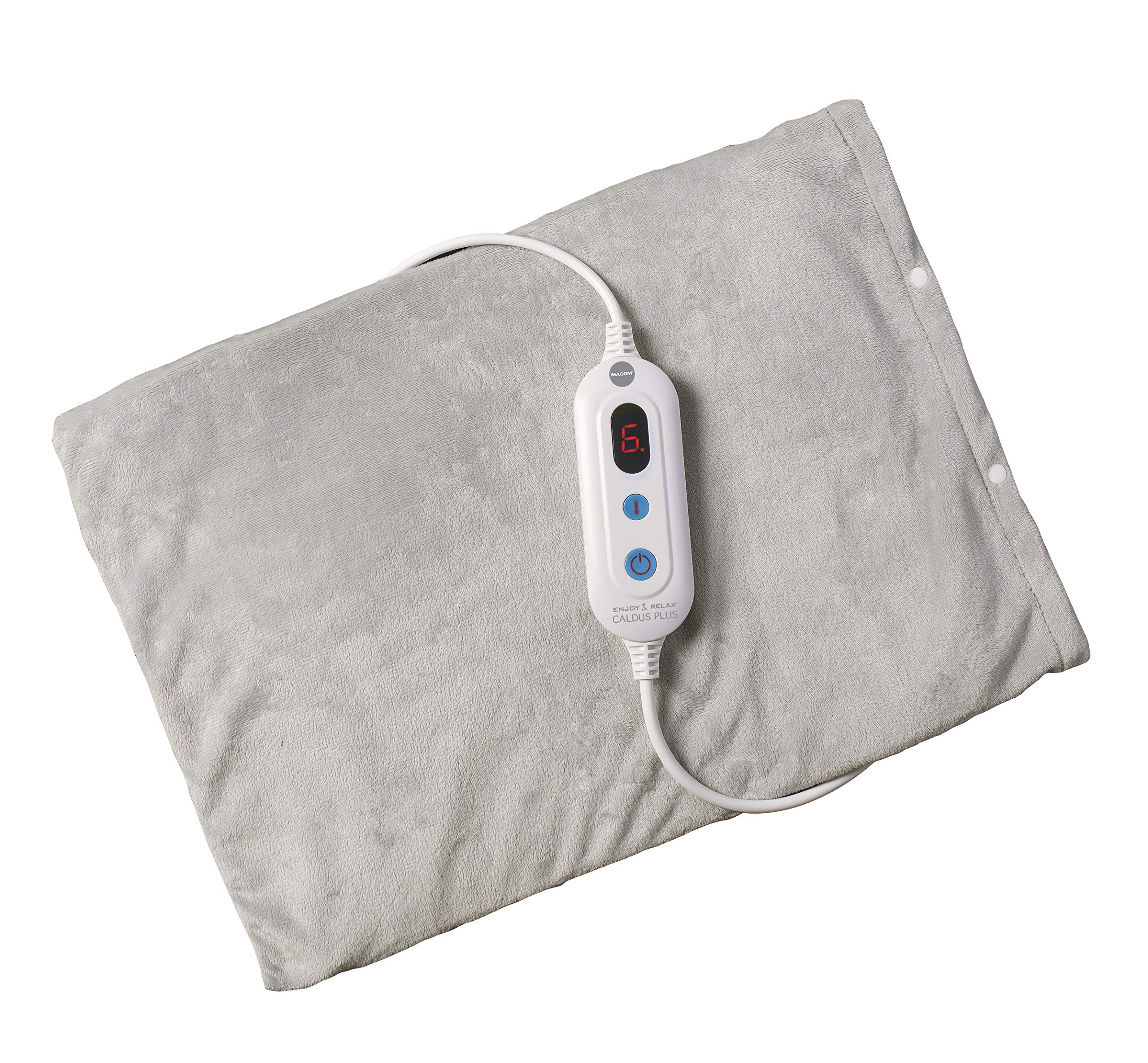 MACOM, Termoforo, Riscaldamento Ultra Rapido, 100W, 6 intensità di calore, morbido e sfoderabile, Dimensione 40X30 cm, Enjoy & Relax 934 Caldus Plus