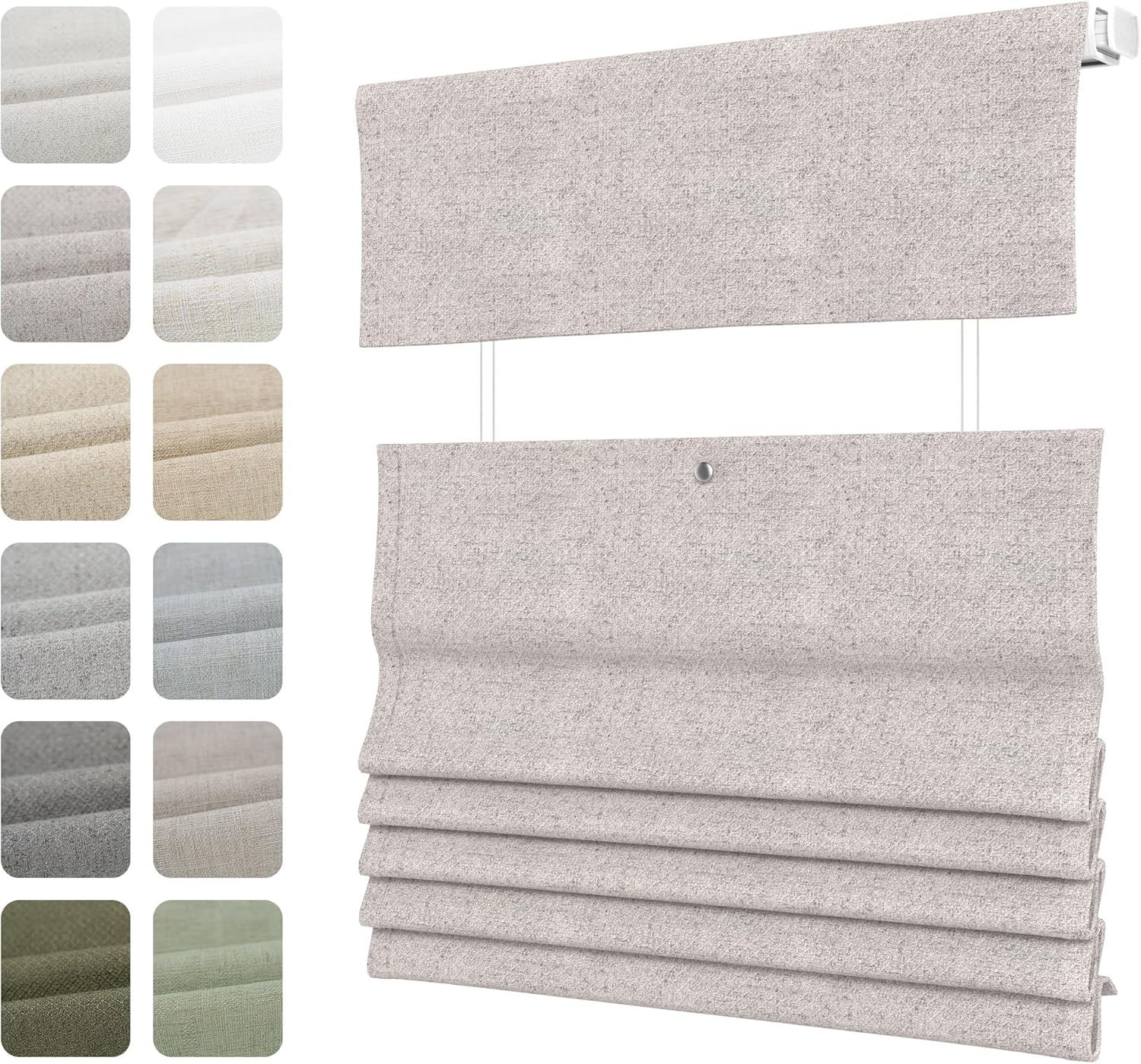 No Drill Top Down Bottom Up Roman Shades for Window, No Tool Cordless Blackout or Light Filtering TDBU Roman Blinds with Thermal Insulated for Home, Office, No Drill Top Down Bottom Up Type No Drill-top Down Bottom Up Type Custom Size