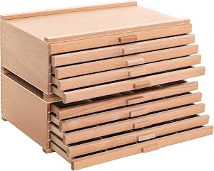 U.S. Art Supply 10-Drawer Artist Tool Supply Box with Compartments - Hardwood Art Storage Organizer