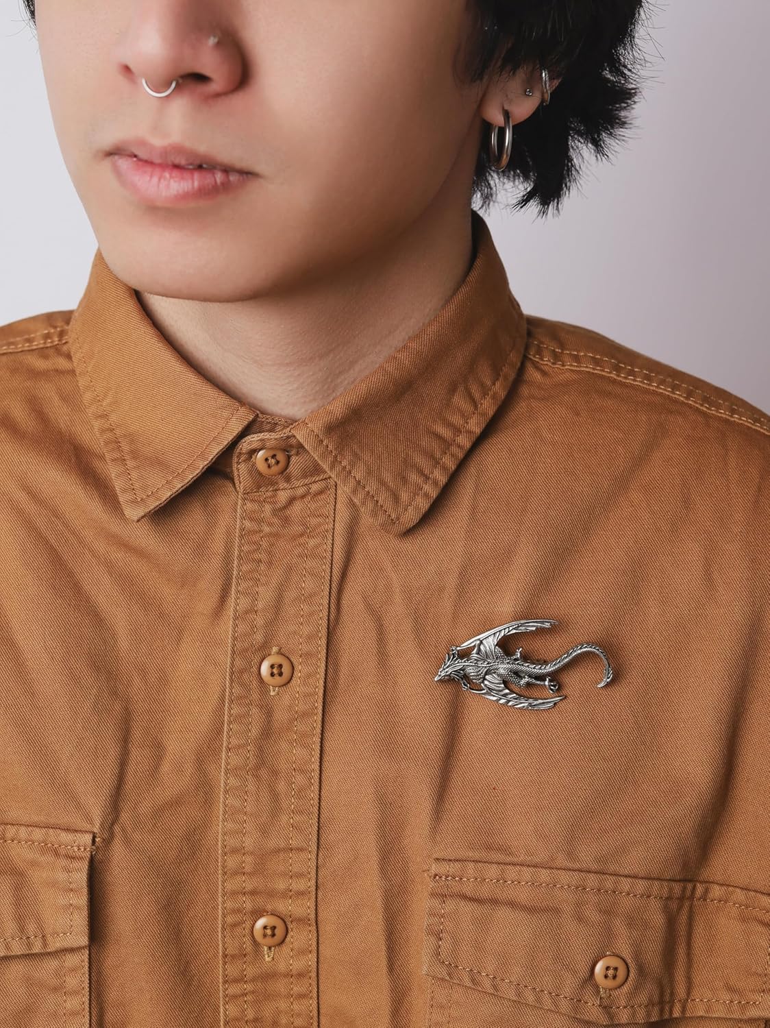 HAQUIL Vintage Gothic Antique Medieval Dragon Pin Brooch, Dragon Jewelry Accessory Gift for Men - Image 7