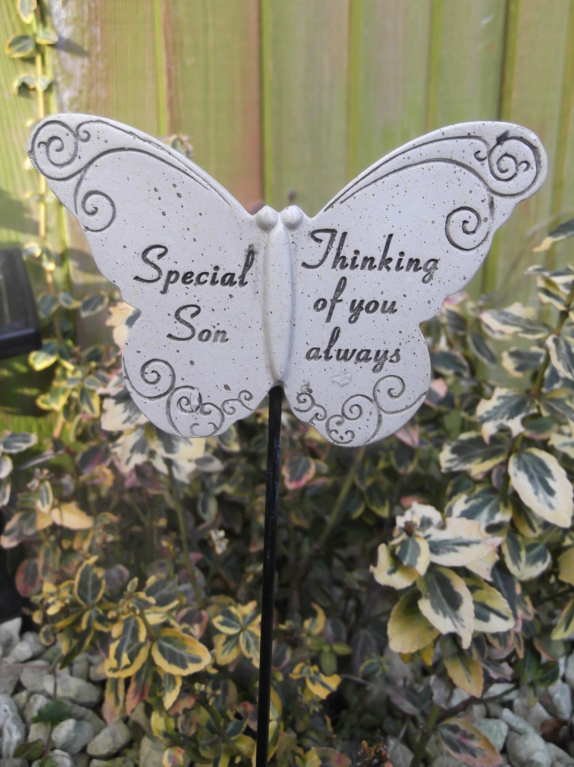 Son Butterfly Stick - Memorial Tribute Spike- Remembrance Stake Plaque