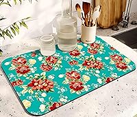 Vista 15 de Tapete de secado de platos de goma para encimera de cocina grande con diseño de limón, lavable, almohadilla de secado rápido para el hogar y café