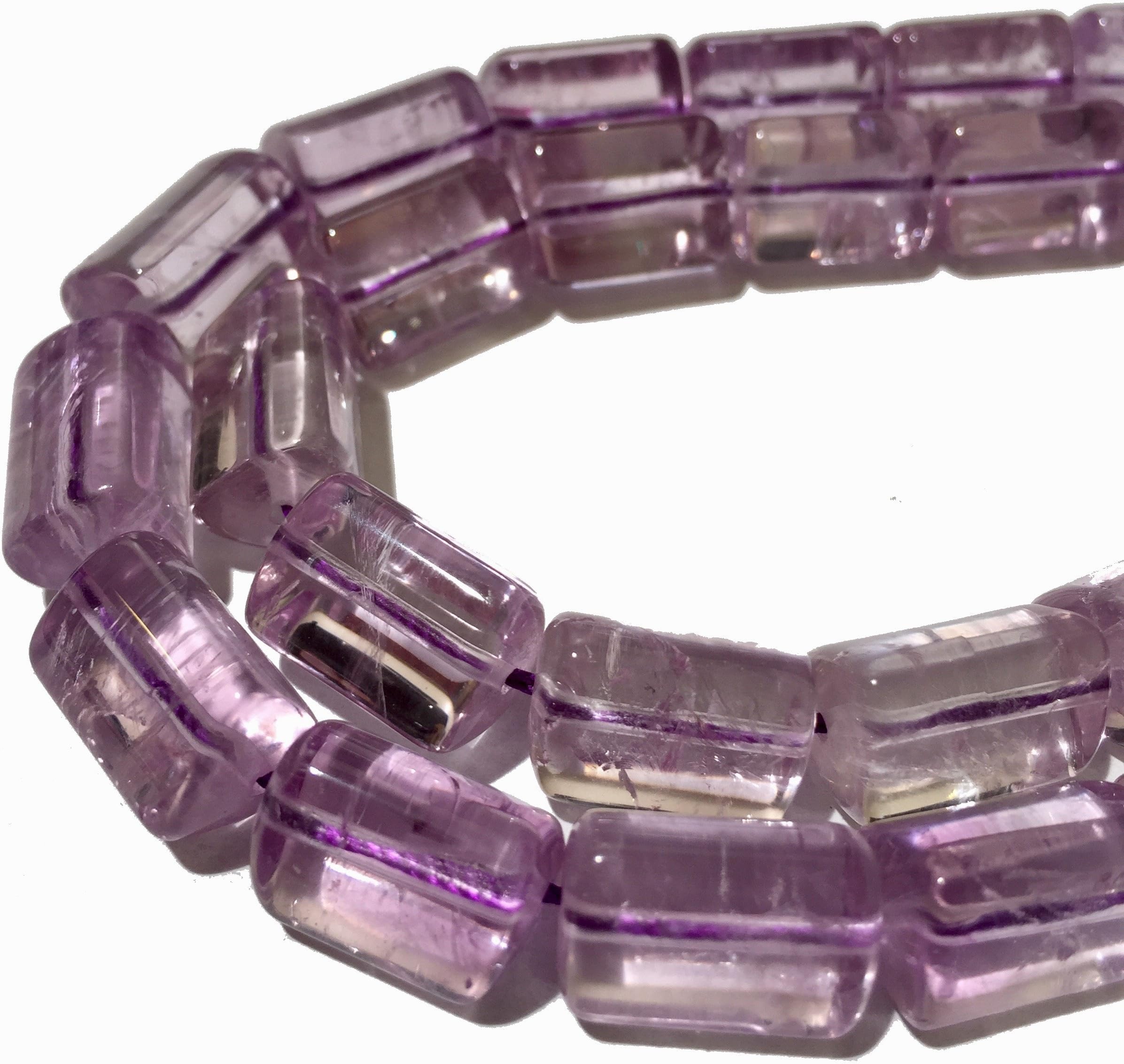 [ABCgems] Brazilian Cape Amethyst (Gorgeous Inclusion- Mohs Hardness 7) 10x15mm Smooth Triangular-Prism Natural Semi-Precious Gemstone Healing Energy Beads (Light Purple)
